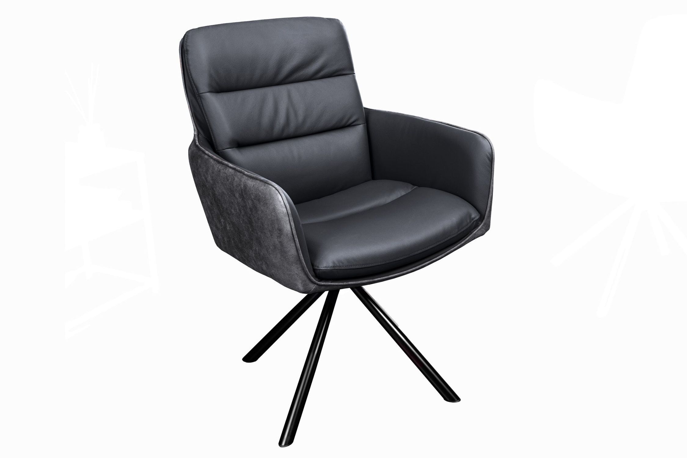 Chaise de bureau cuir tissu métal pivotant anthracite noir Moebel, Stuhl, Sessel