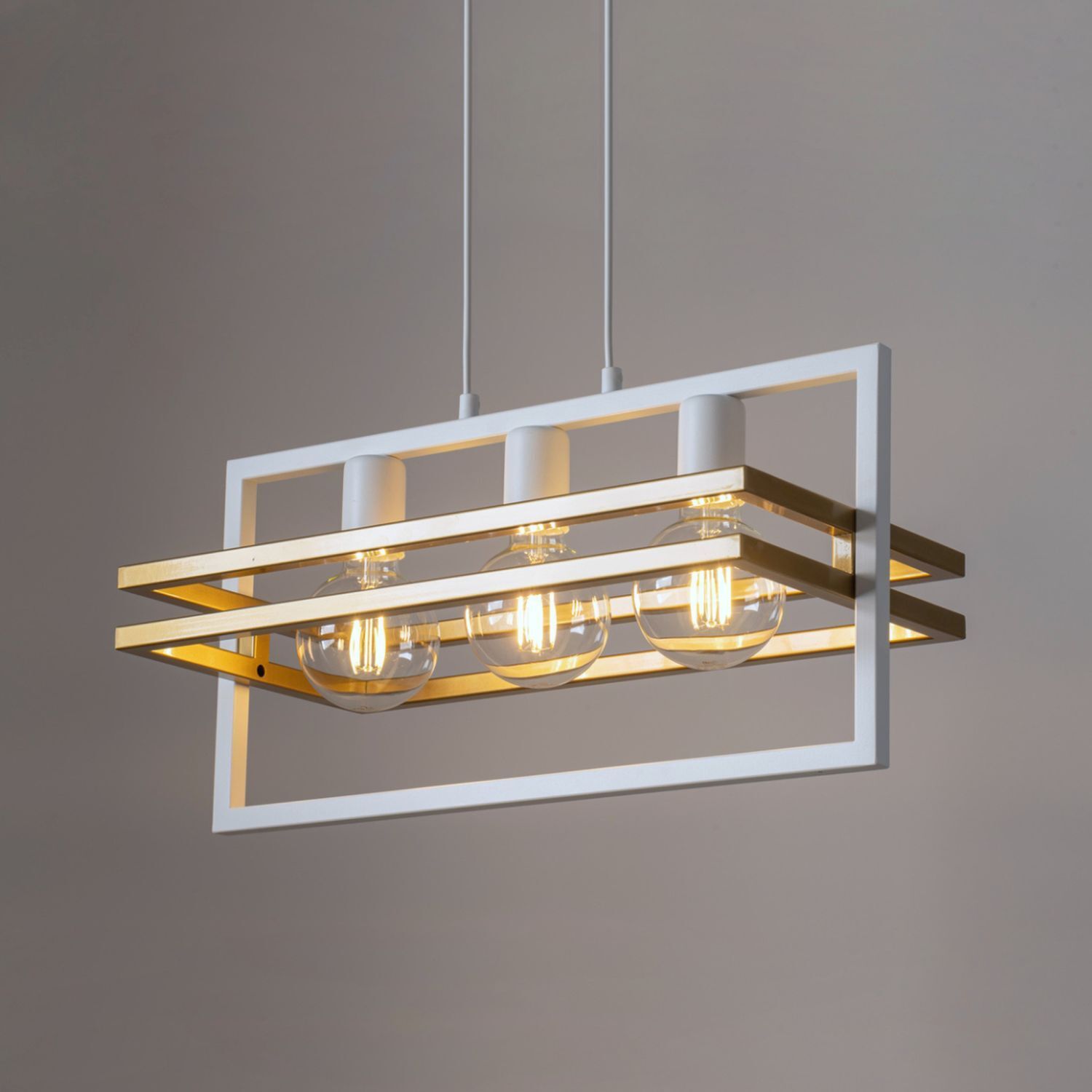 Métal Lampe à suspendre Métal blanc or E27 76 cm grand