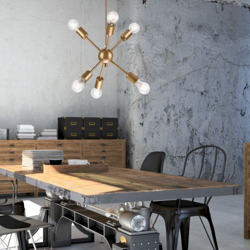 Lampe à suspendre métal or 6-flmg table à manger stylée