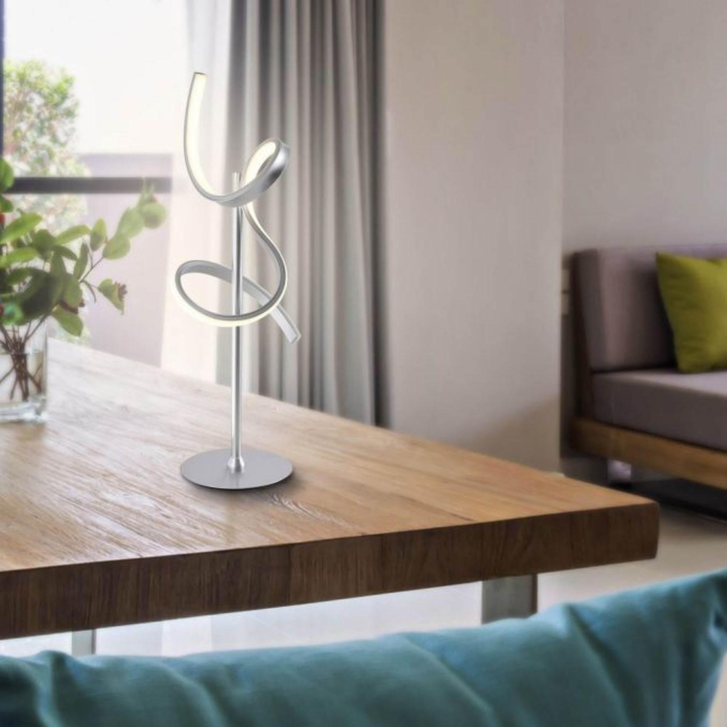 Lampe de table LED à intensité variable en métal 53 cm 3000 K en argent Moebel, Tabelle, Tischplatte