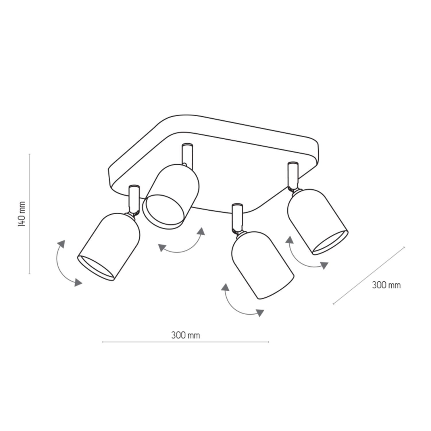 Spot de plafond blanc métal orientable GU10 4-flamme