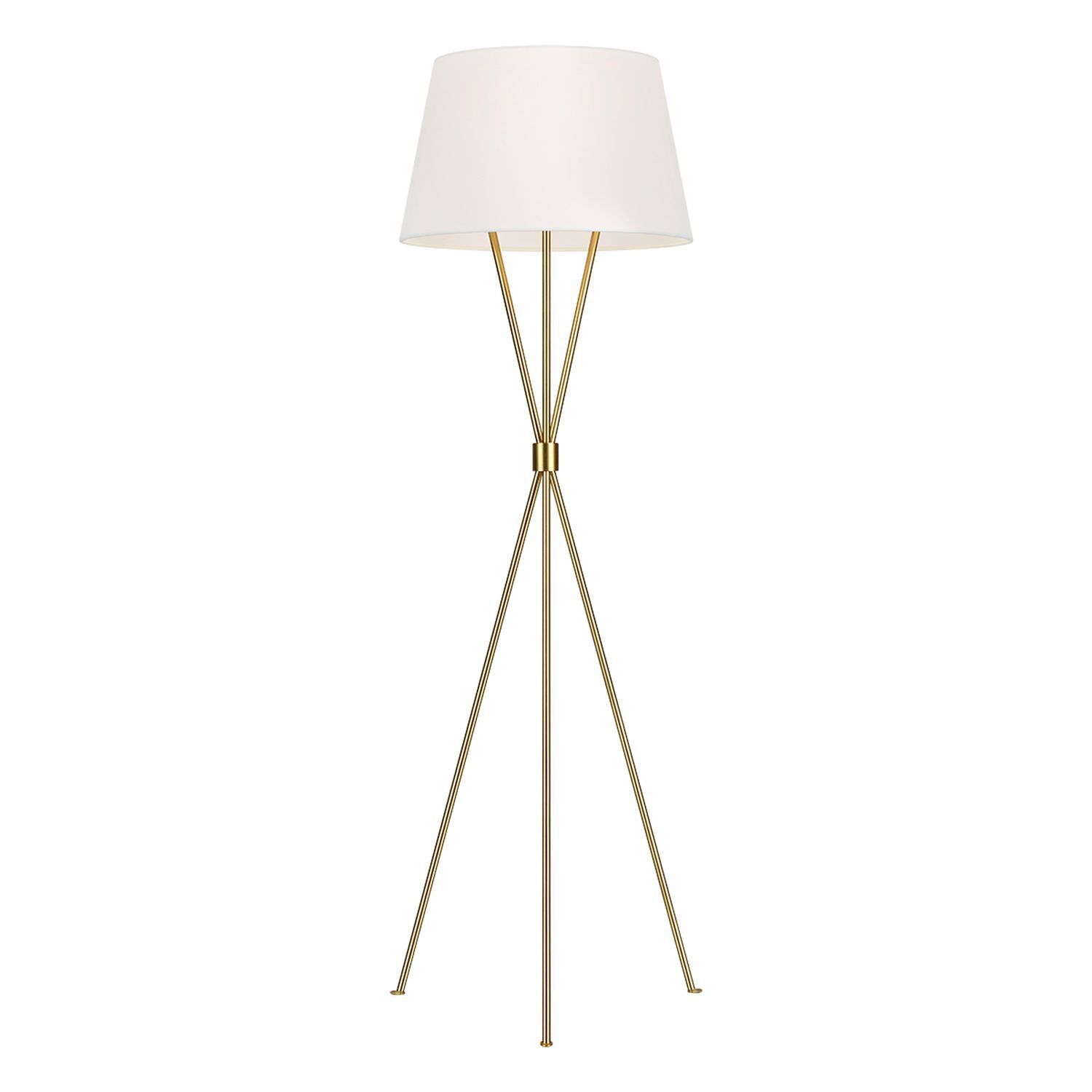 Lampadaire tripode Blanc Laiton 140 cm Tissu Métal