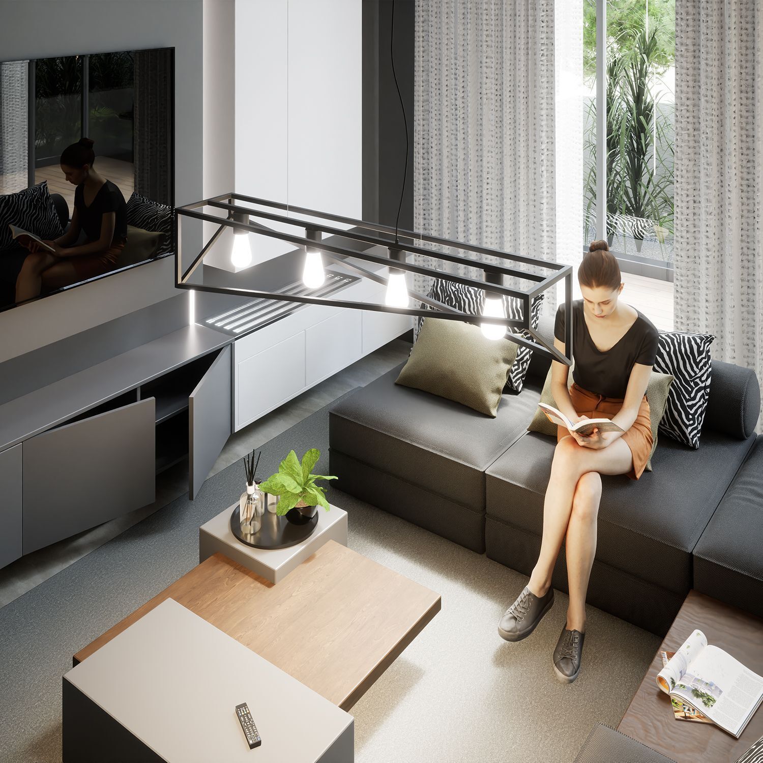 Wohnzimmer, Kaffeetisch, Tabelle, Couch, Sitzend