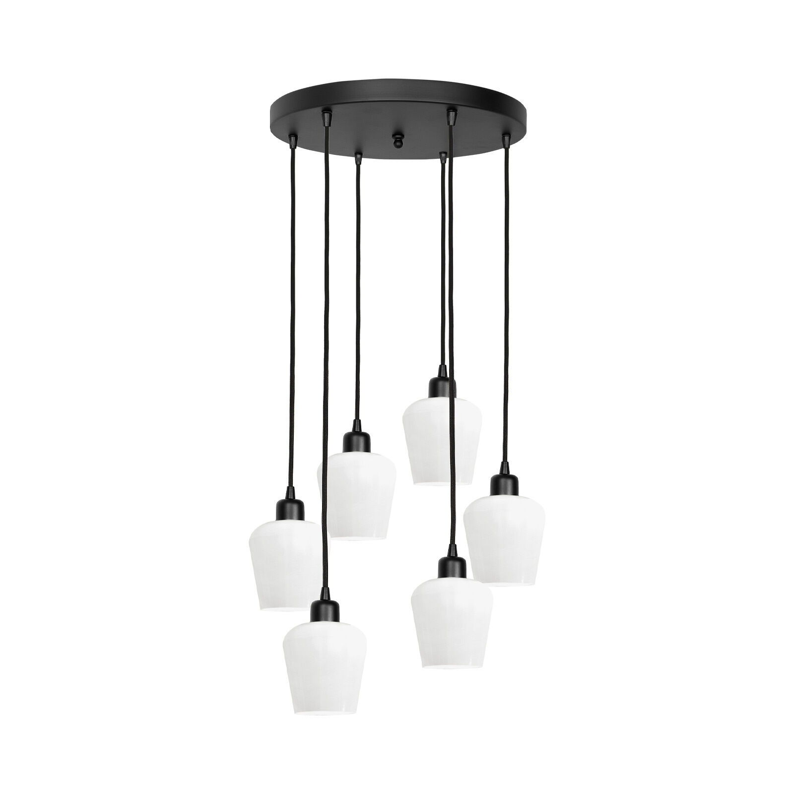 Lampe à suspendre verre laiton fer 48,5 cm 6x E27 blanc noir