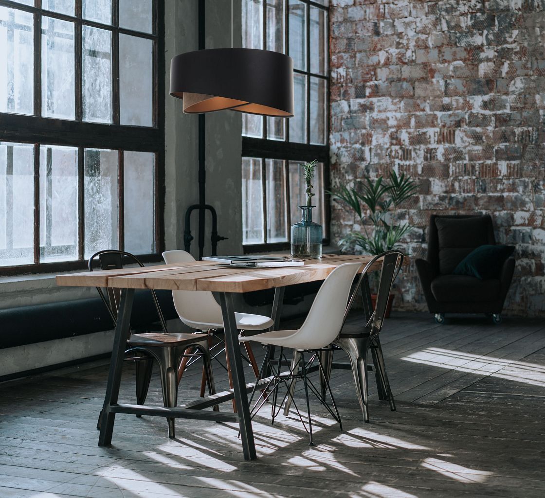 Hängelampe Schwarz Braun Gold E27 rund D: 50 cm Latex Innenarchitektur, Tabelle, Lampe, Fußboden, Tischplatte