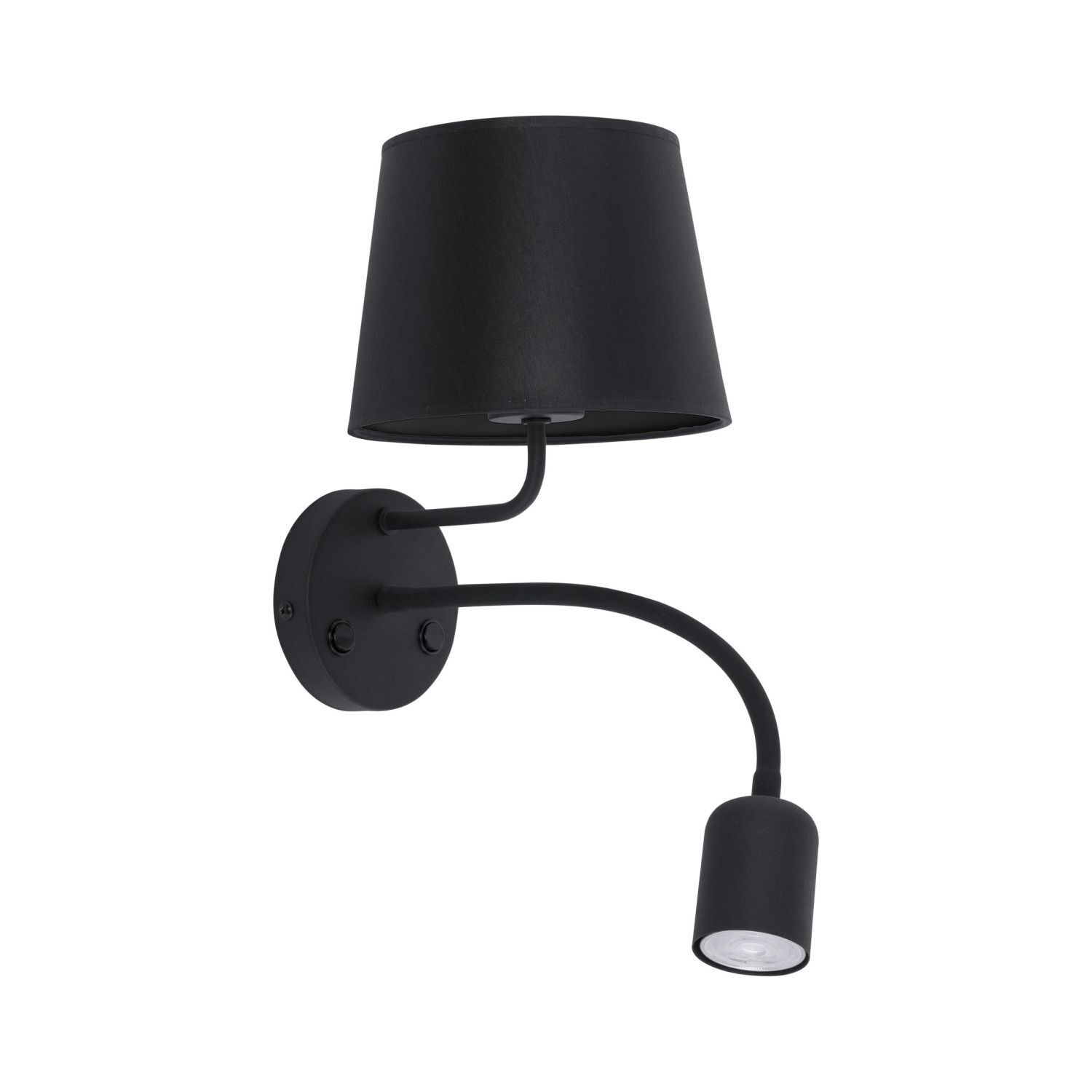 Applique murale pratique noire avec lampe de lecture GU10