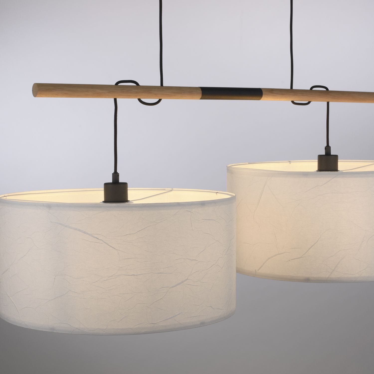 Suspension ronde papier bois E27 107 cm confortable Lampe, Lampenschirm