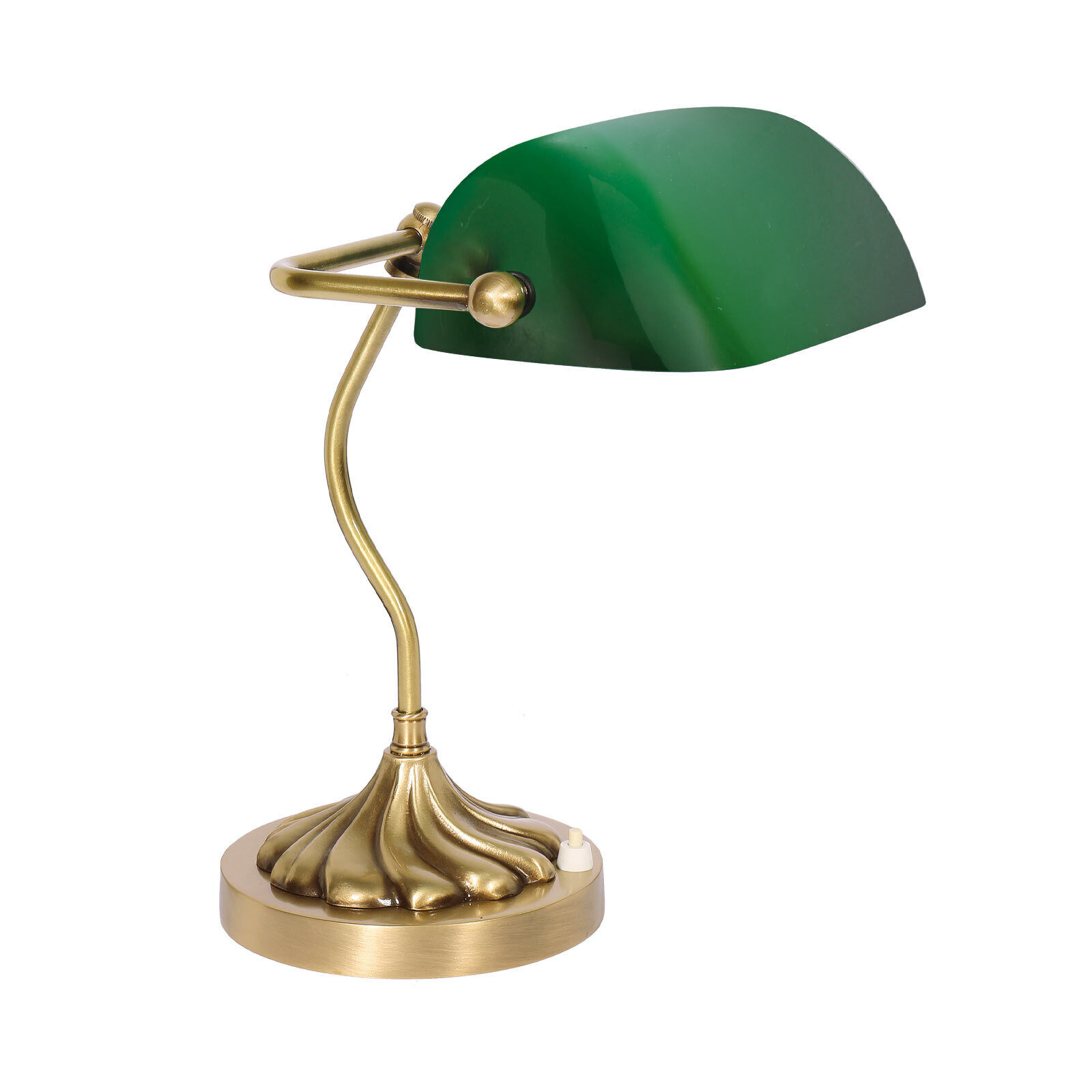 Lampe de banquier en bronze vert clair E27 29 cm verre laiton