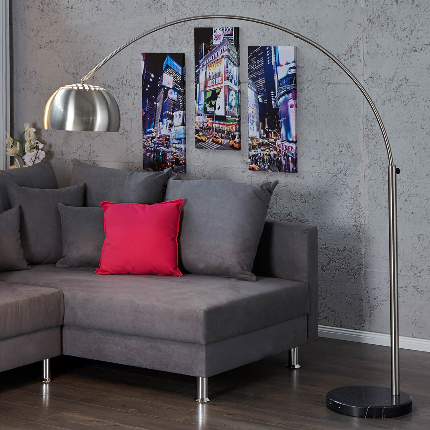 Stehleuchte Ø34cm Retro elegant verstellbar Chrom Lampe, Stehlampe, Couch, Mobiliar