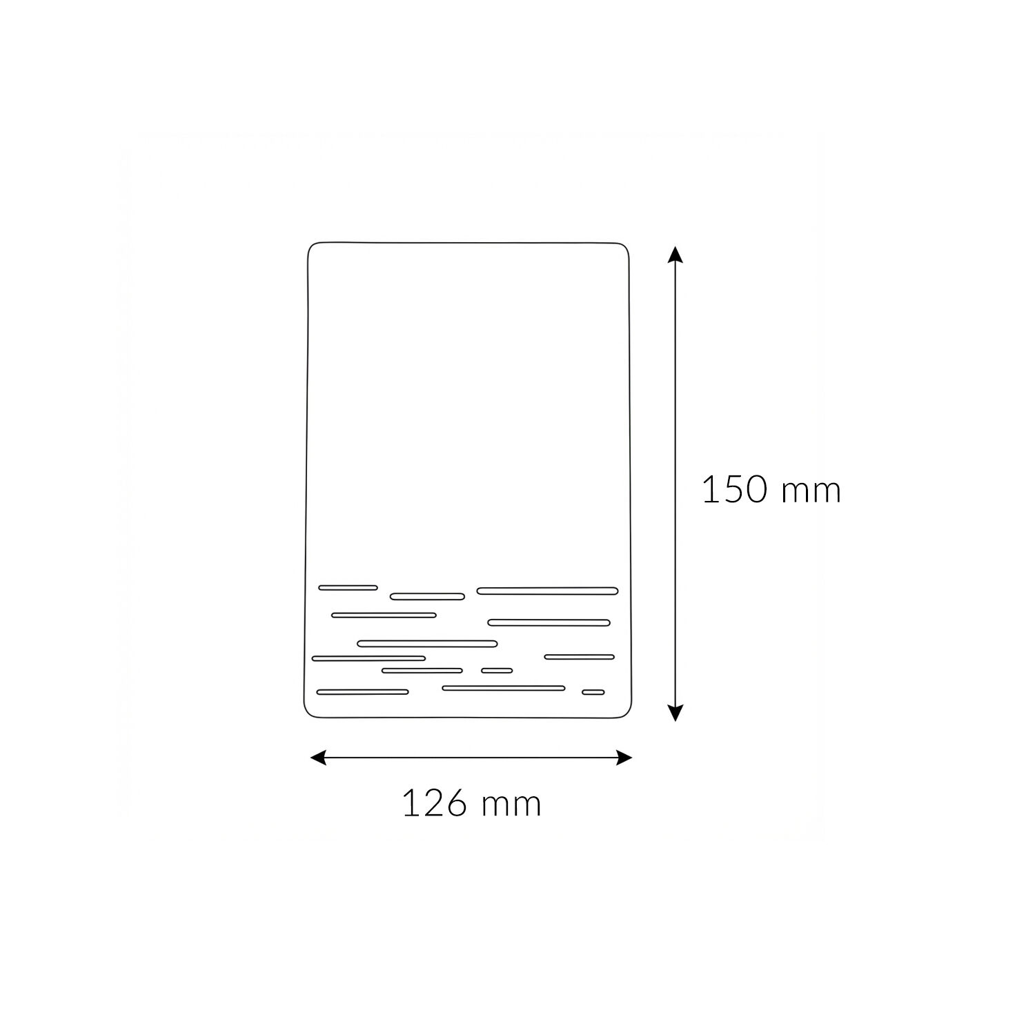 Apfelbild, Diagramm, Maße, 126 mm, 150 mm