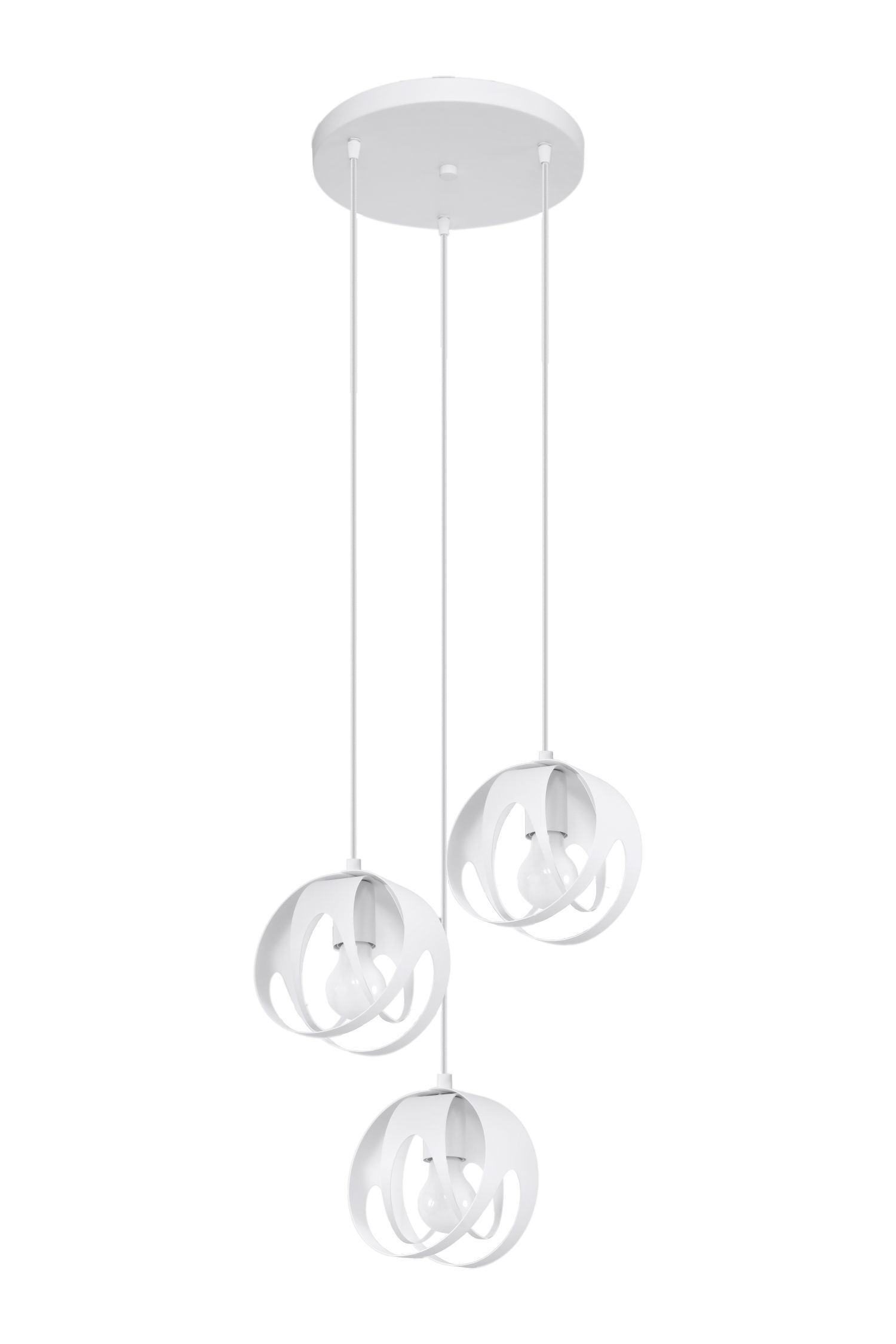 Suspension 3 flammes blanc métal ajustable E27