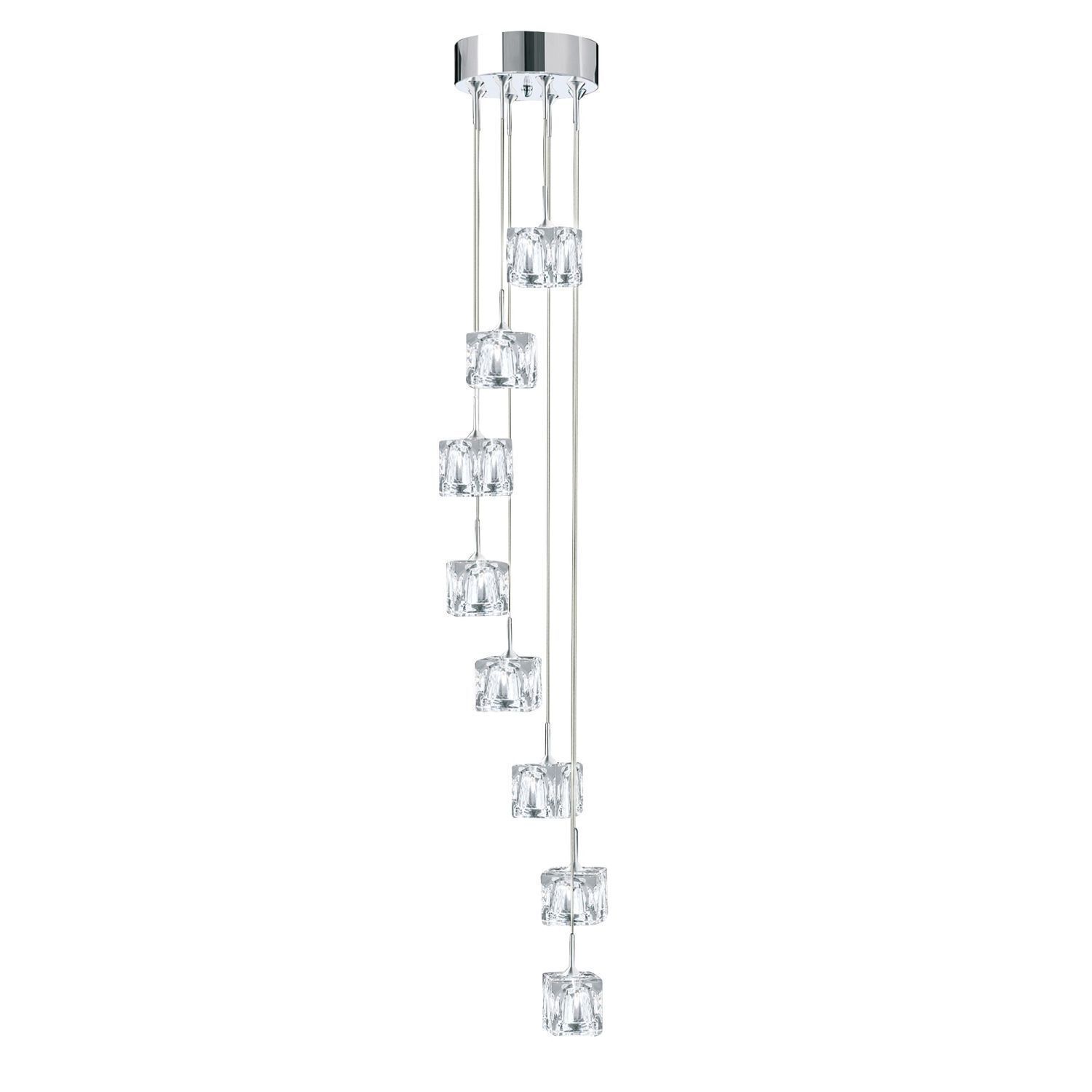 Suspension LED ronde 8-flmg métal verre Ø20 cm 5 W