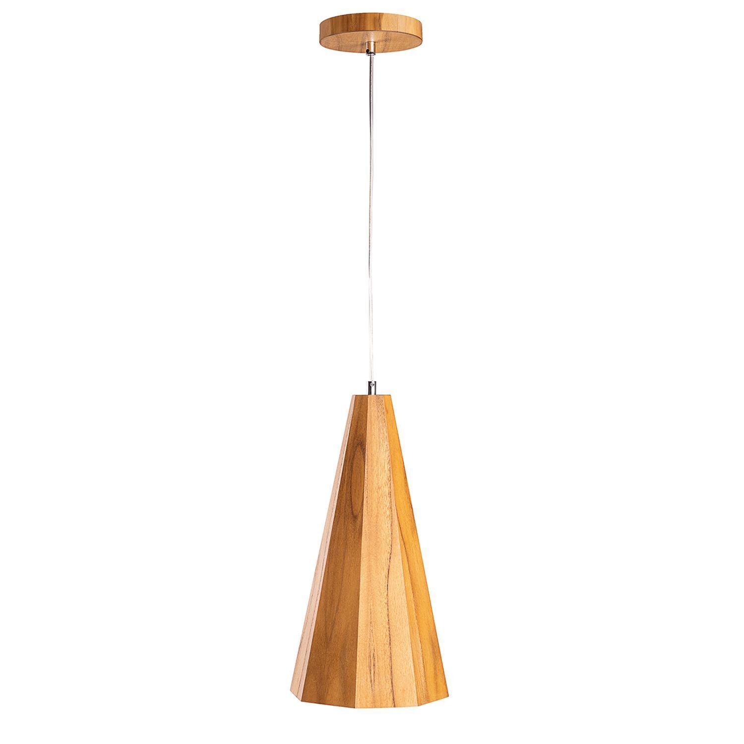 Lampe à suspendre Bois plaqué Teck L : 20 cm E27 Moderne