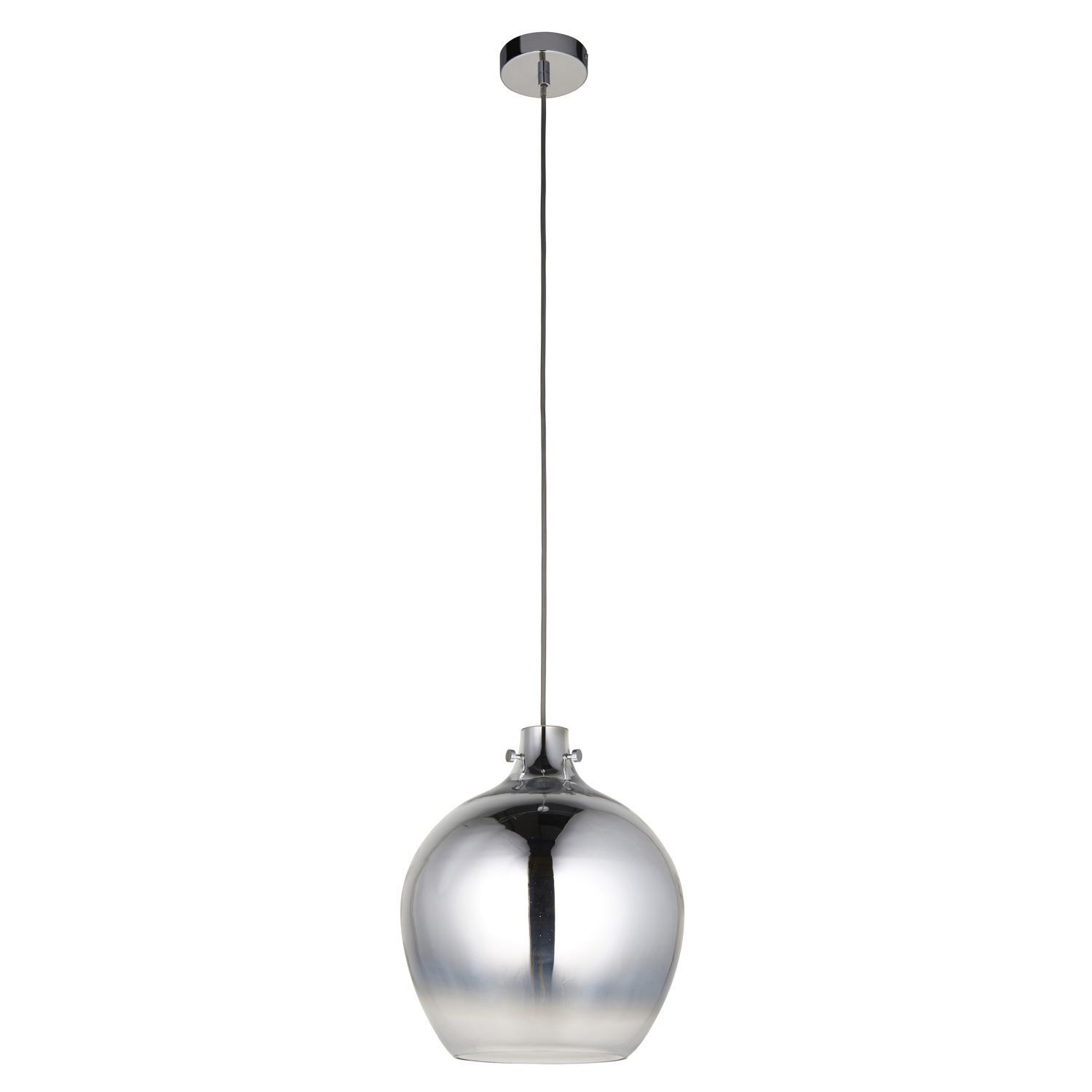 Lampe à suspendre verre fumé métal Ø 32 cm chrome gris miroir E27