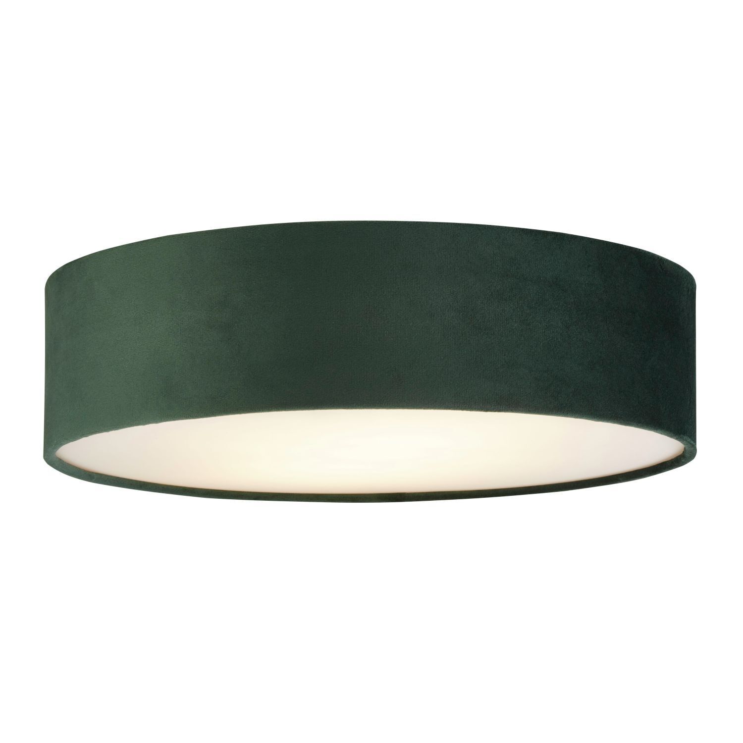 Plafonnier rond Ø 38 cm H : 10 cm Abat-jour velours vert 2x E27