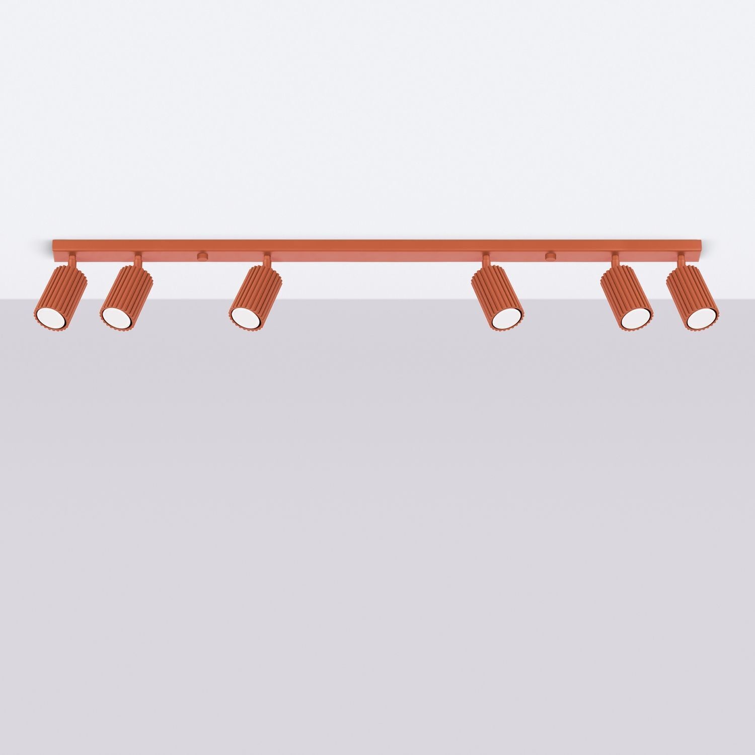 Projecteur de plafond 6 flammes rouge GU10 117 cm de long grand aluminium