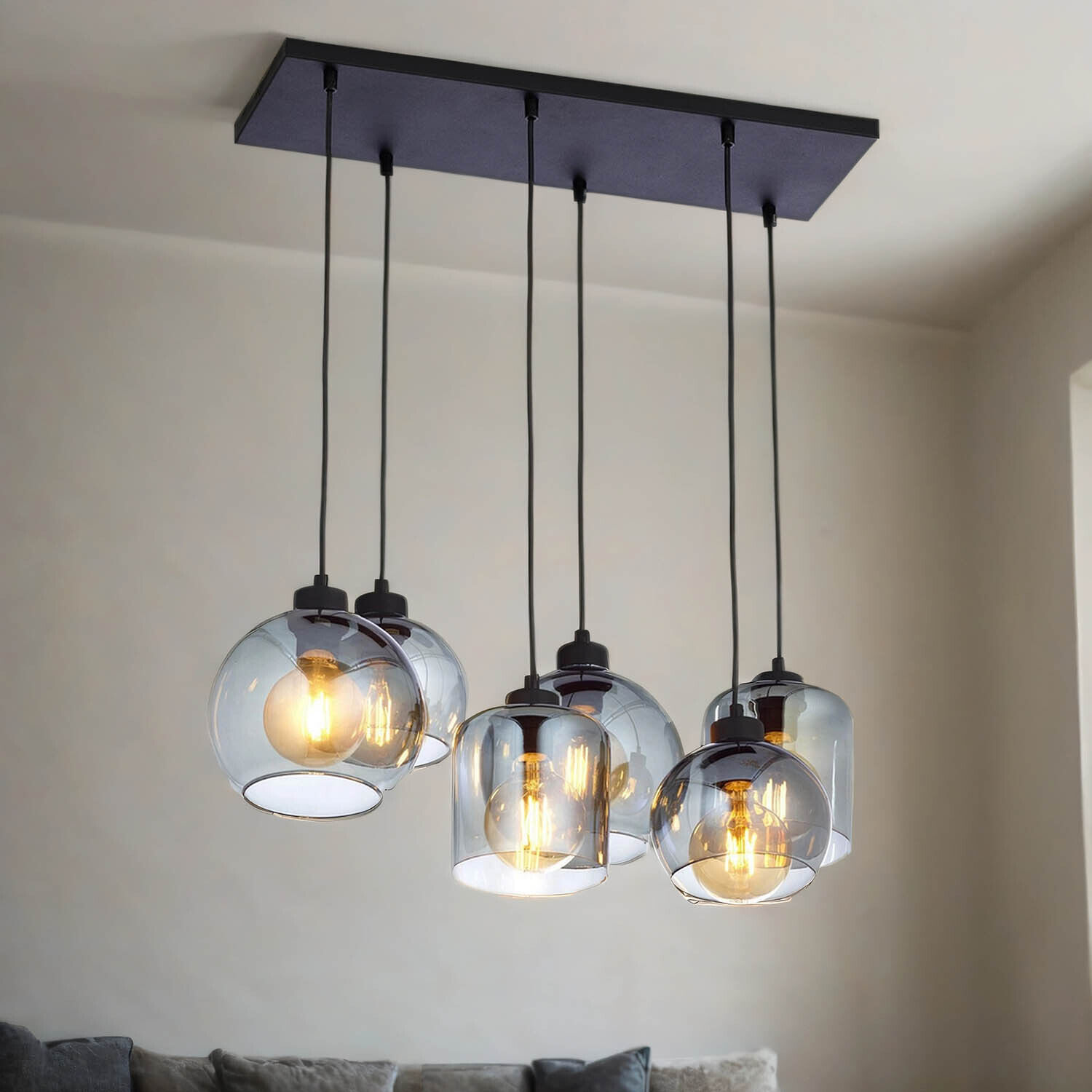 Suspension verre fumé 6 flammes E27 orientable Leuchte, Kronleuchter, Lampe, Deckenleuchte