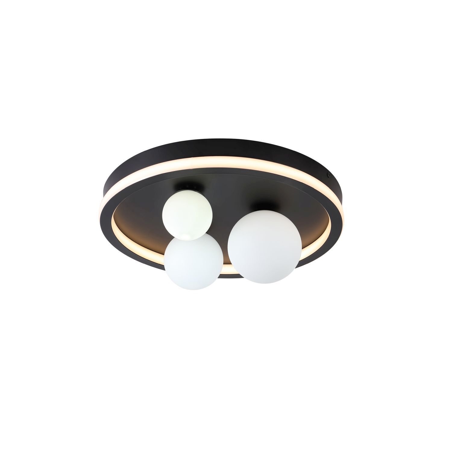 Plafonnier LED Noir Blanc Métal Boules de verre Ø40 cm