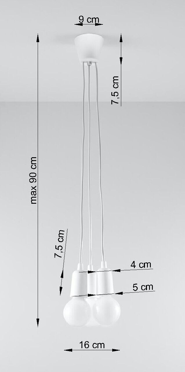 Suspension blanc réglable jusqu'à 90cm Retro 3x E27