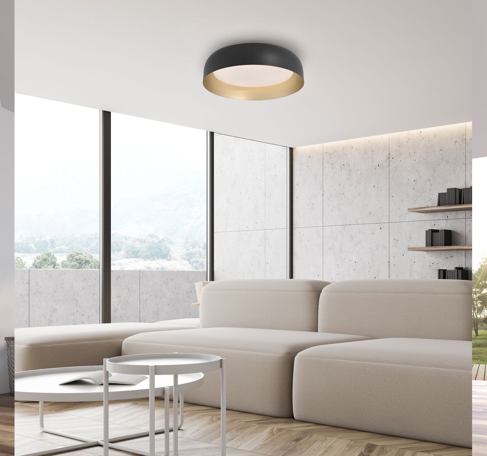 Lampe de plafonnier LED à intensité variable noir or Ø40 cm 2850 lm Moebel, Wohnzimmer, Innenarchitektur, Kaffeetisch, Couch