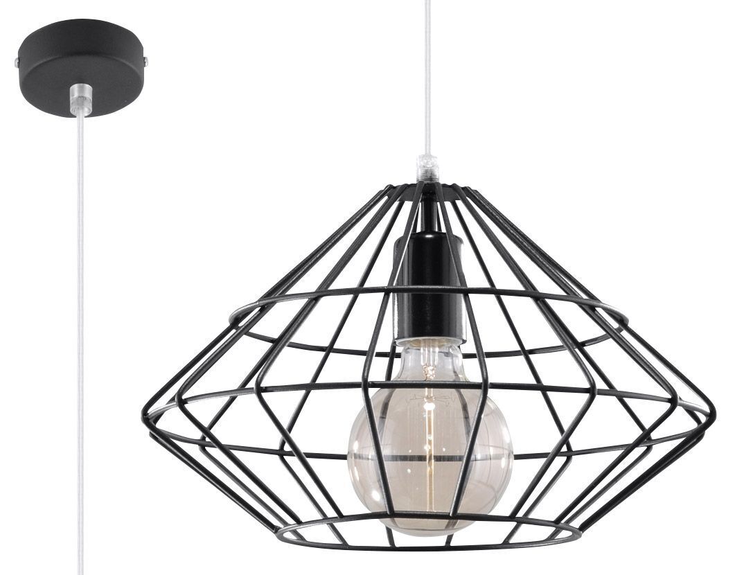 Suspension fil géométrique abat-jour cage E27