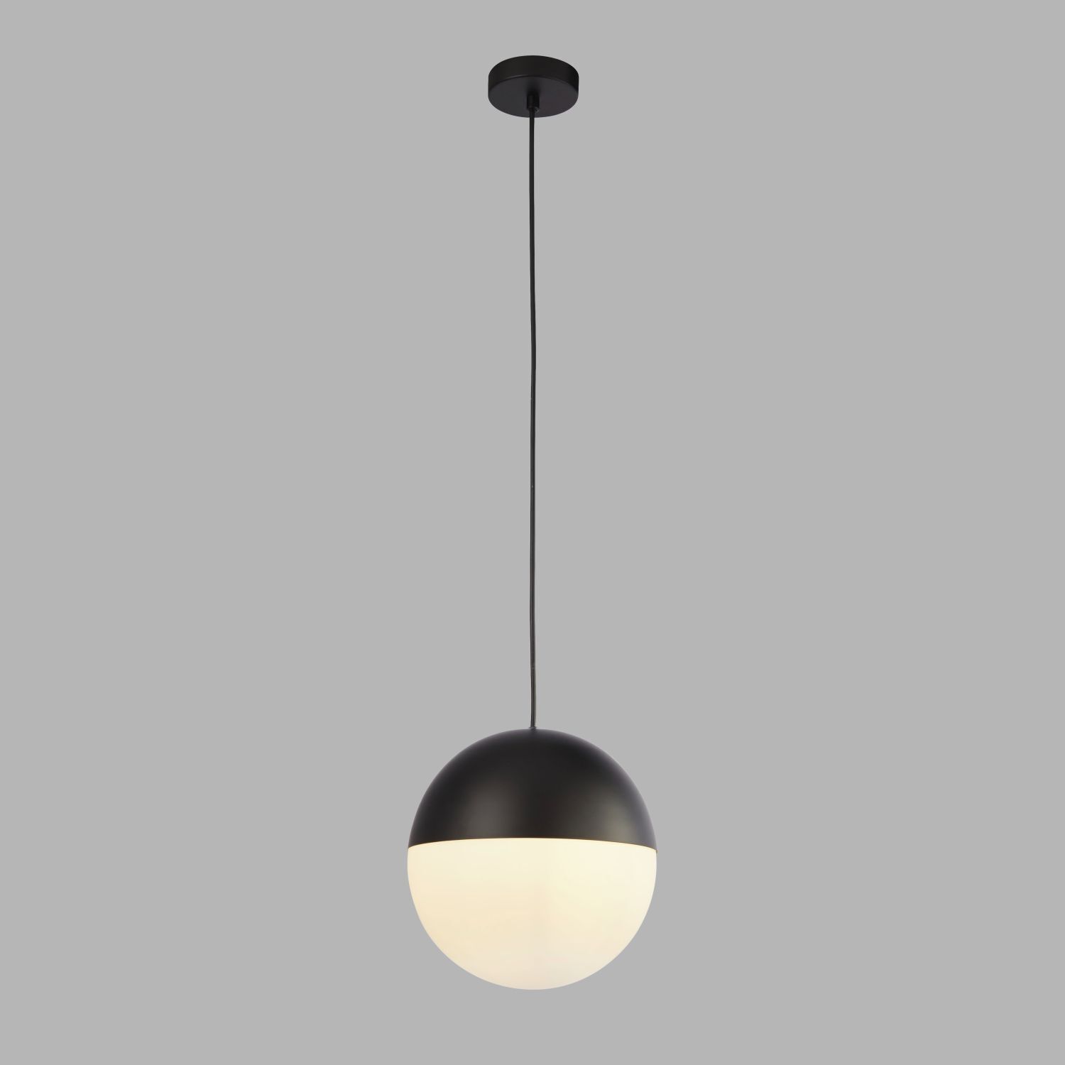 Suspension Noir Blanc E27 Ø 25 cm rond verre métal