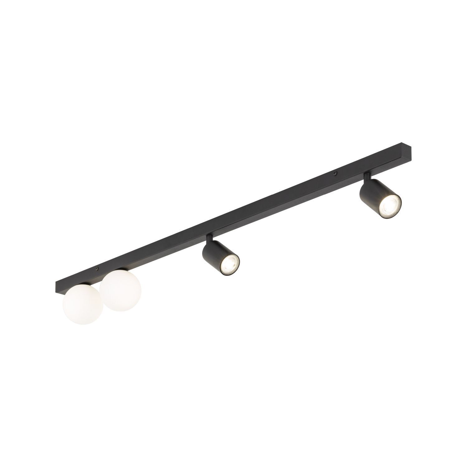 Plafonnier 115 cm long métal verre 2x GU10 + 2x G9