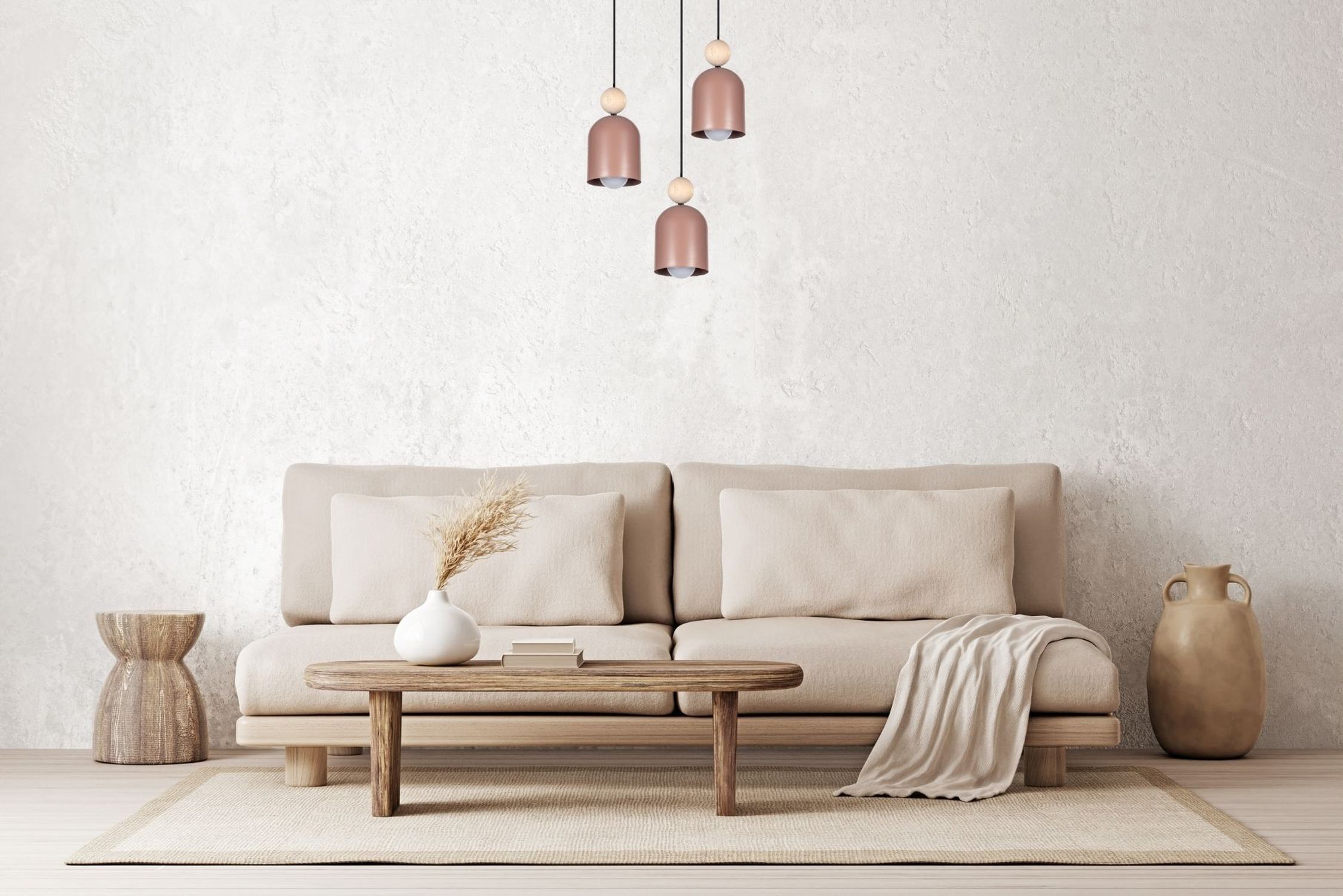 Suspension ronde Rose Métal Bois 3-flmg E27 Ø36 cm Dekoration für Zuhause, Kissen, Innenarchitektur, Lampe