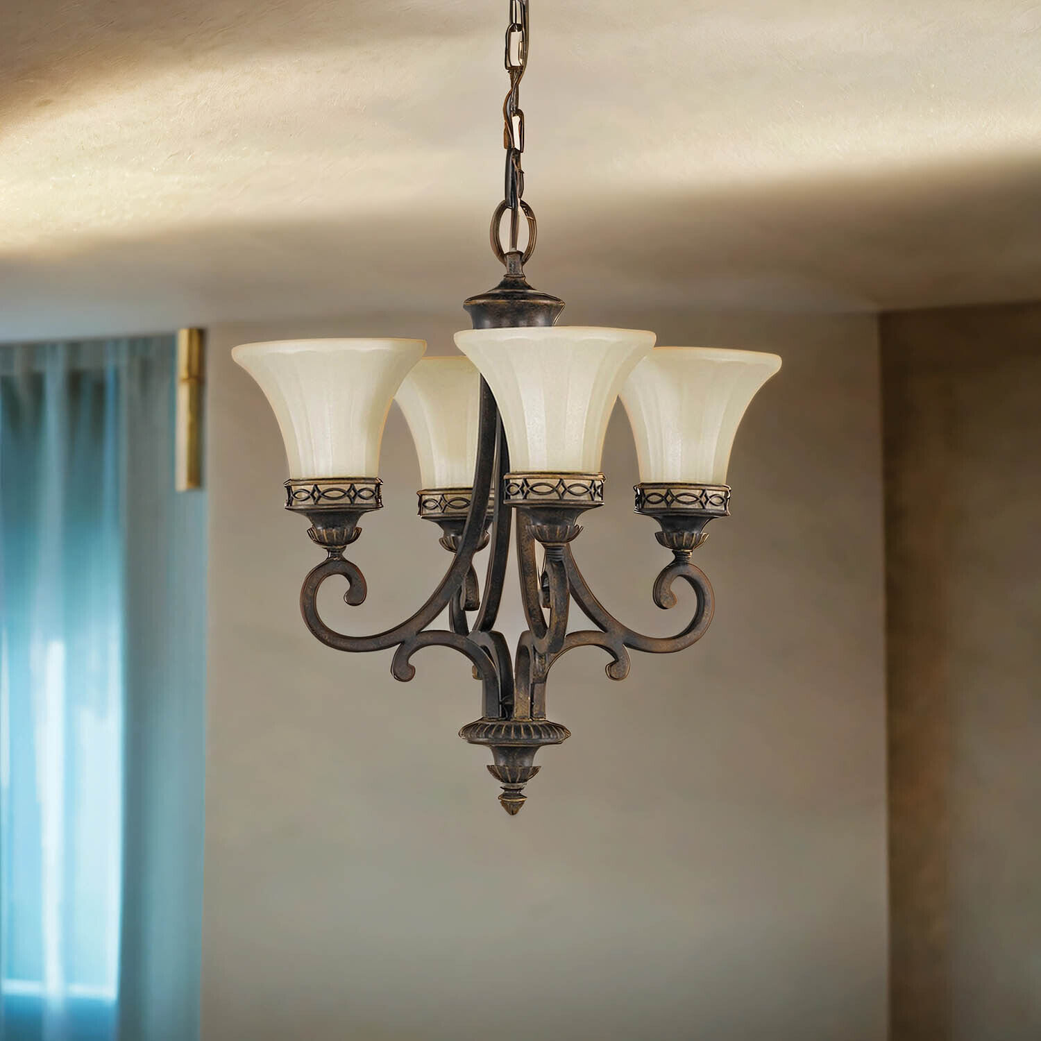 haengeleuchte-pendelleuchte-haengelampe-anabell-1-4-flammig-walnuss-creme-landhaus-rustikal-439-1 Chandelier, Beleuchtung, Deckenleuchte, Metallarbeiten, Klarglas?
