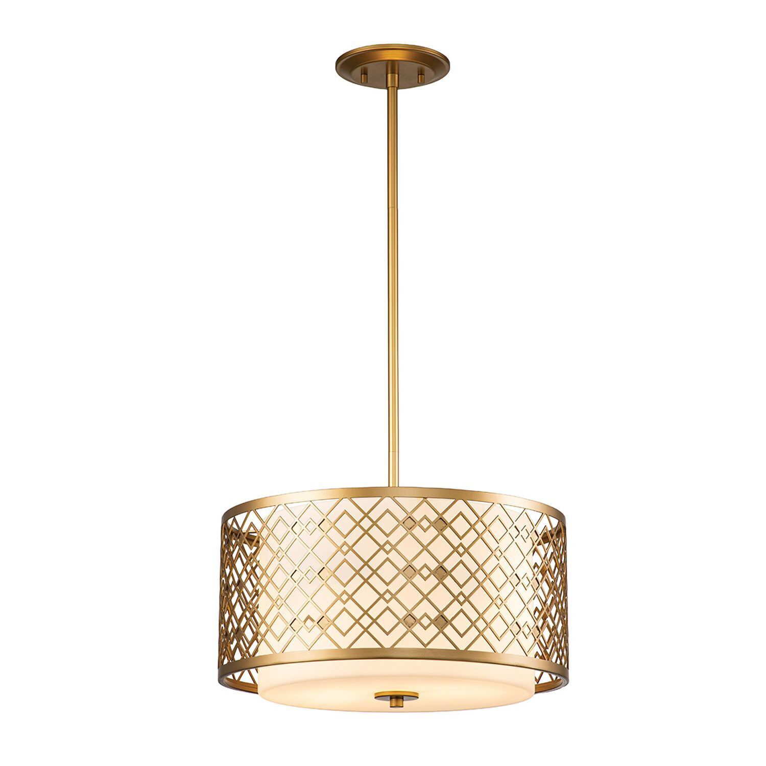 Suspension ronde Ø 40,6 cm hauteur réglable en or blanc