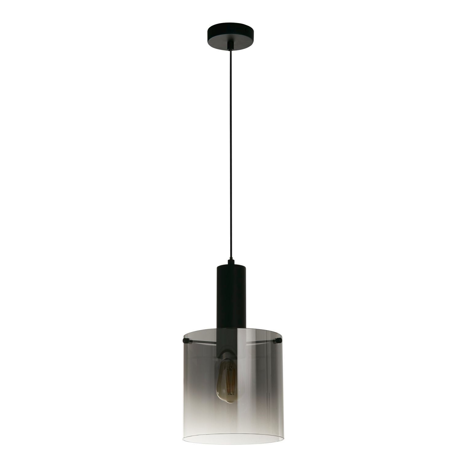 Lampe à suspendre verre métal D : 22 cm E27 Noir Gris Fumé Lampe à suspendre verre métal D : 22 cm E27 Noir Gris Fumé
