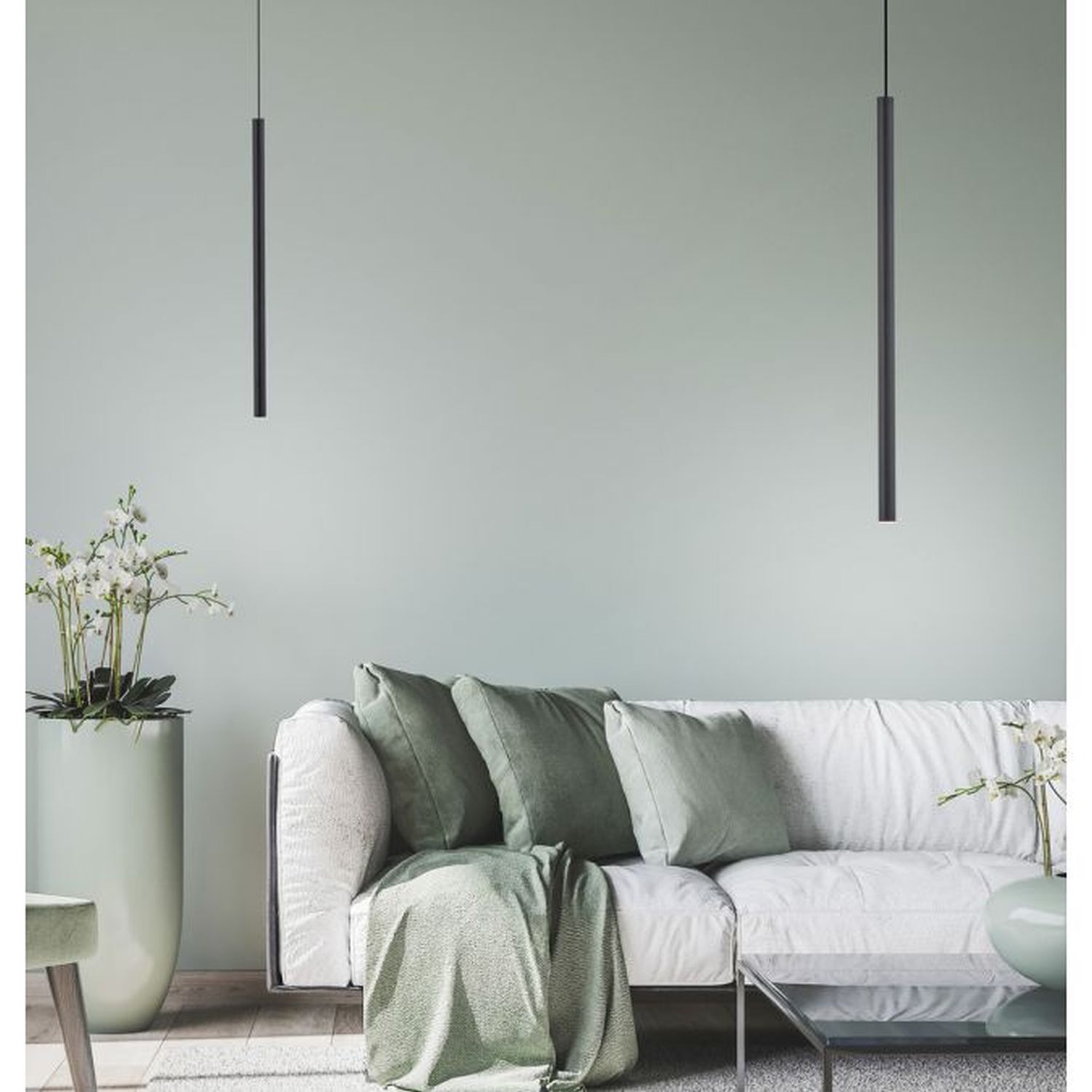 LED Pendelleuchte Schwarz Metall Ø2,5 cm rund dimmbar Innenarchitektur, Inneneinrichtung, Couch, Wohnzimmer, Lampe