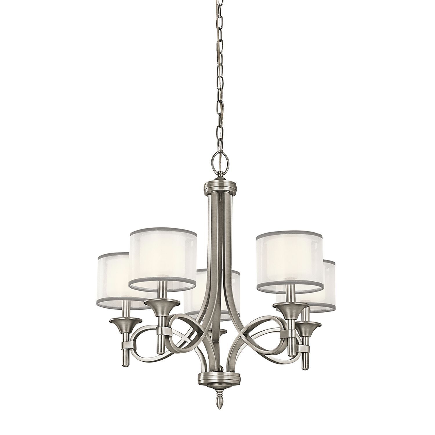 Kronleuchter mit Schirm Glas Leinen Metall CANELADO Leuchter, Lampe, Leuchte