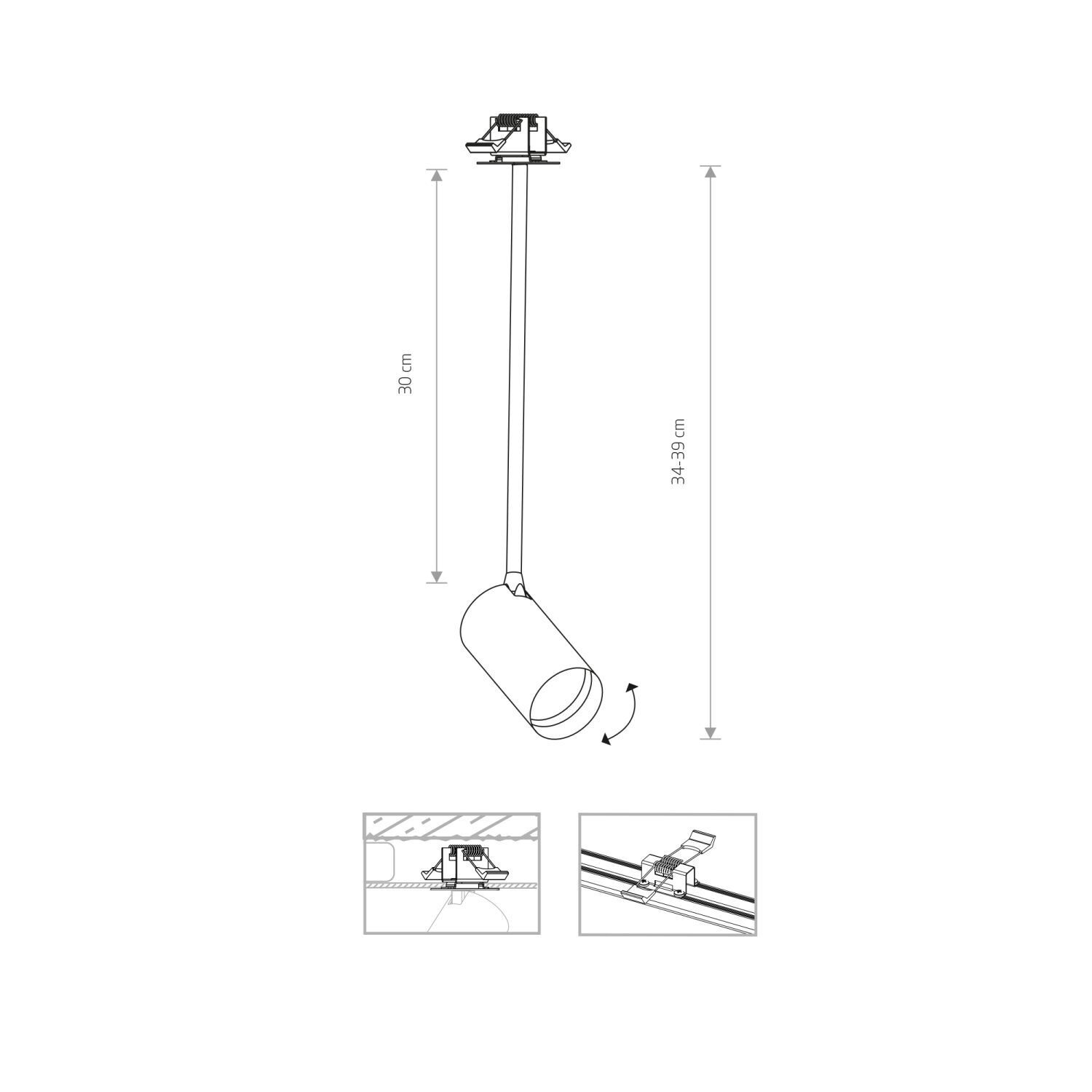 Lampe encastrée laiton métal ajustable Moderne H : 34-39 cm