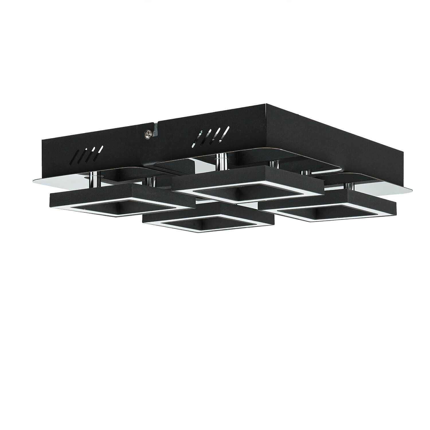 Plafonnier LED L : 25 cm Acier inoxydable en noir Chrome 4200 K