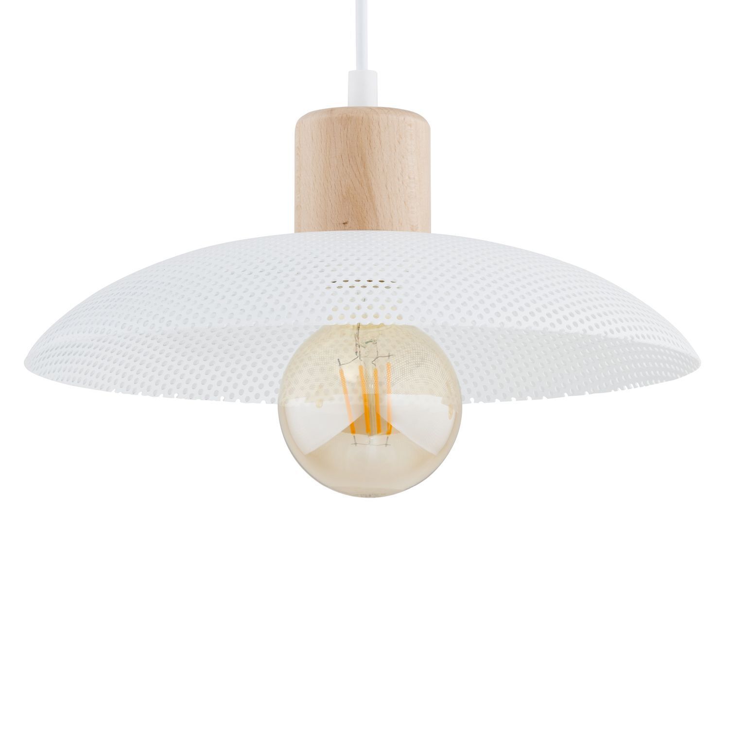 Suspension 3 flammes E27 L : 90 Blanc imitation bois métal