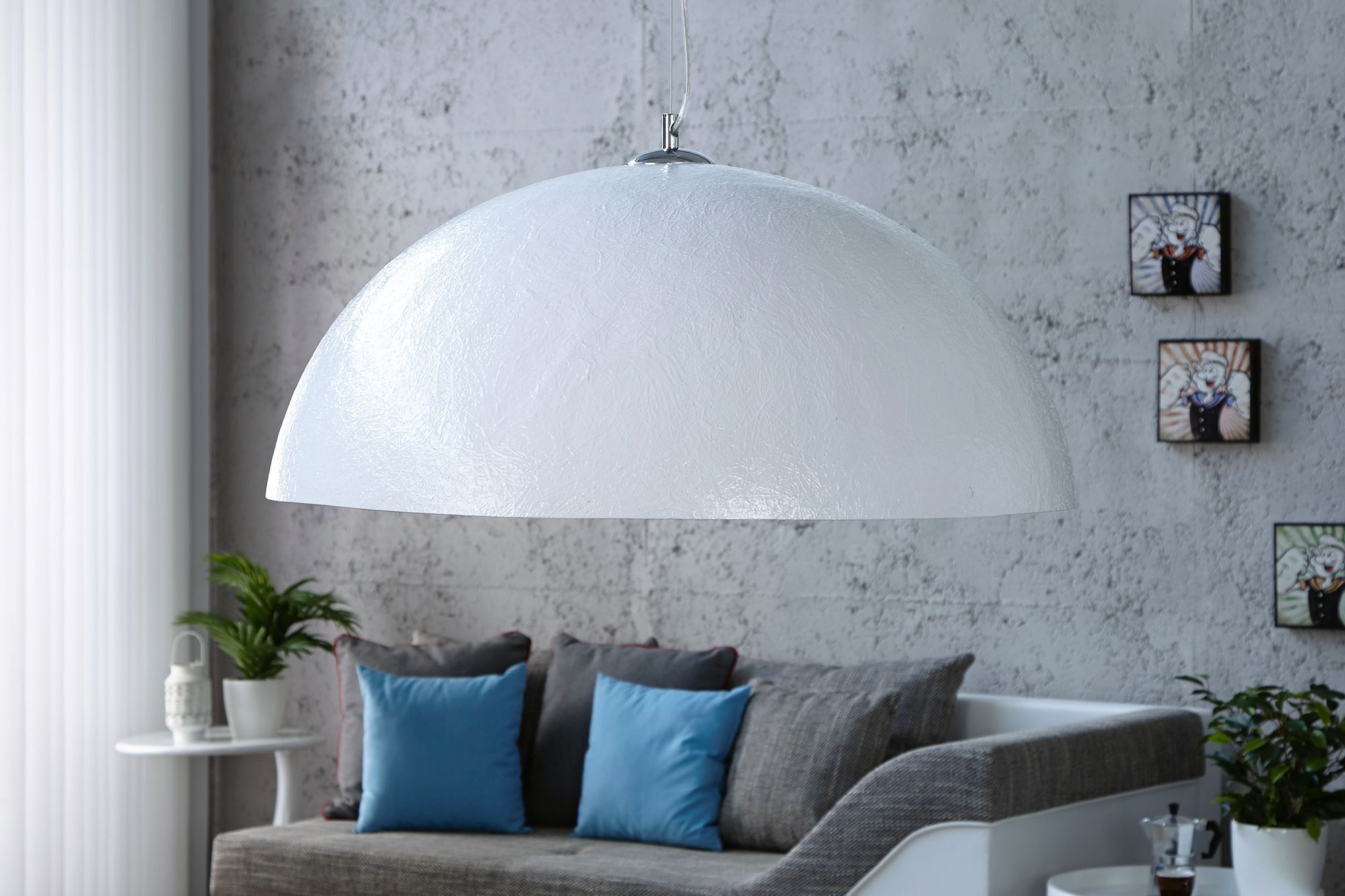 grande lampe à suspendre Ø70cm rond Design moderne argenté