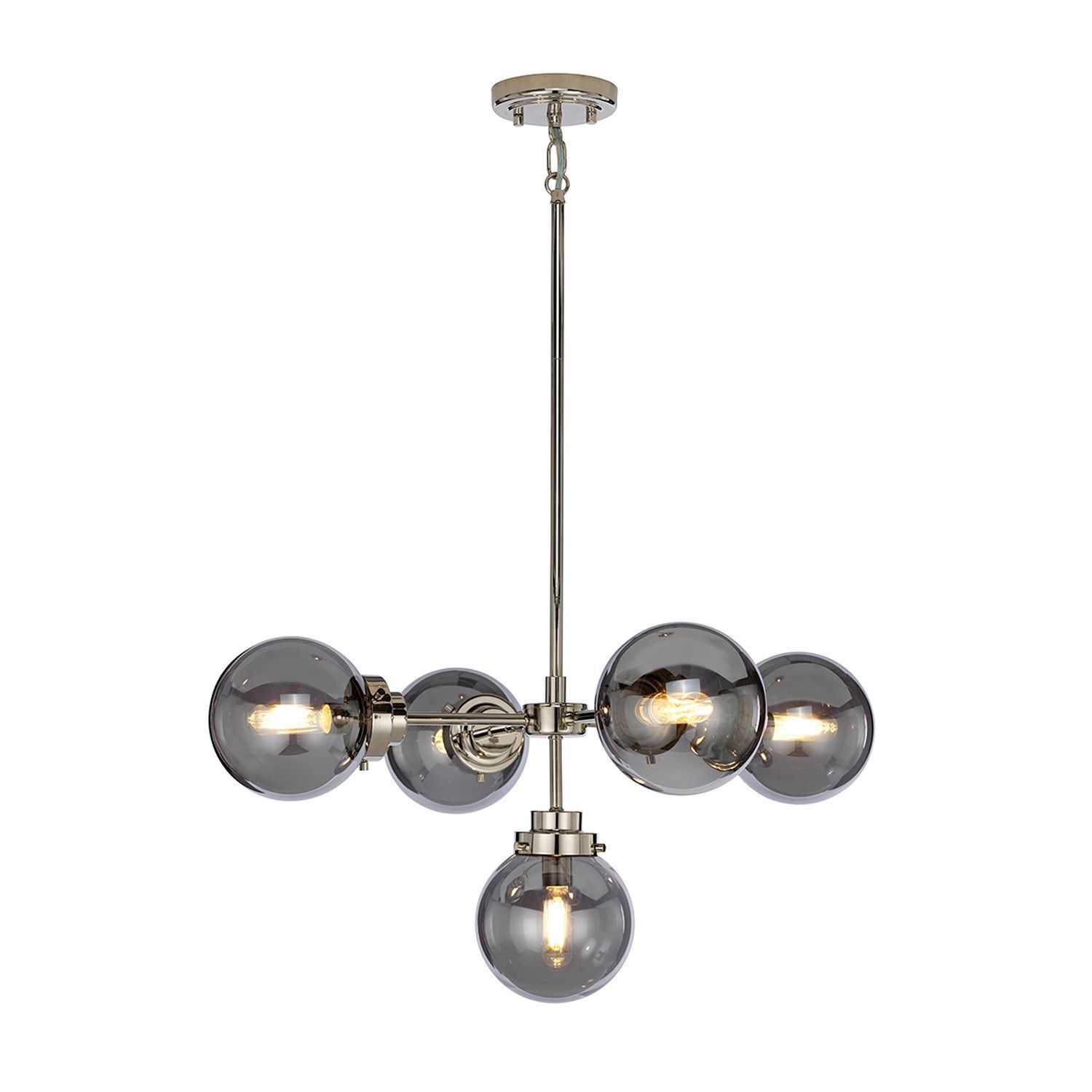 Lampe à suspendre Gris Nickel Verre Métal Abat-jour sphérique