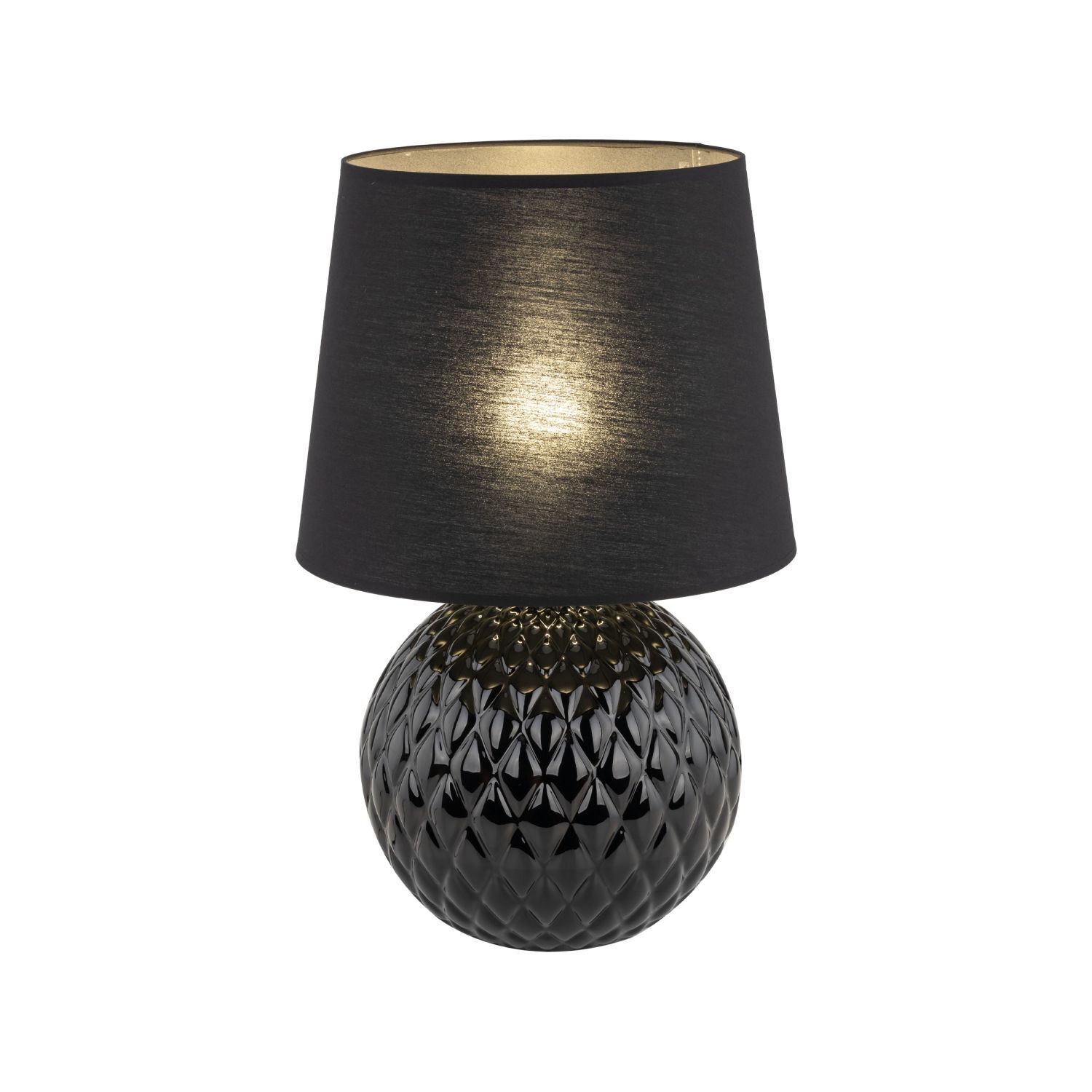 Lampe de table noir E27 hauteur 60 cm Ø 38 cm verre tissu DOLORES