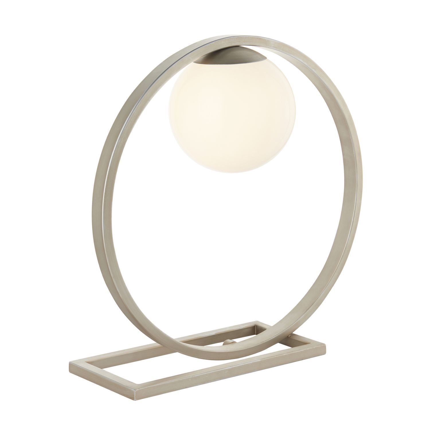 Lampe de table métal verre H : 32,2 cm en argent blanc G9