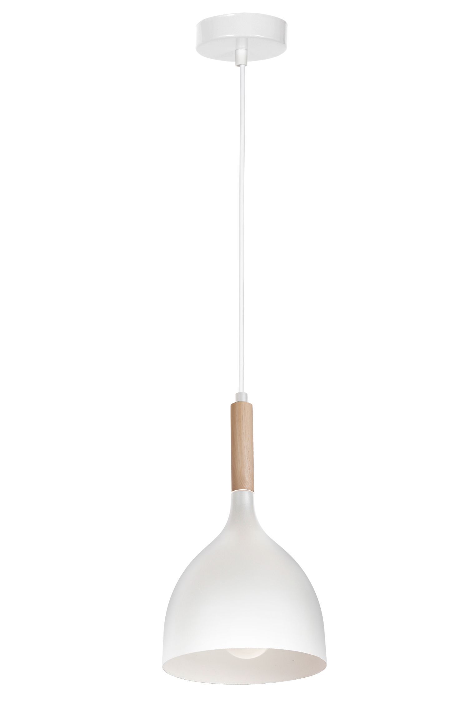 Lampe à suspendre Blanc Métal Bois E27 Scandinave