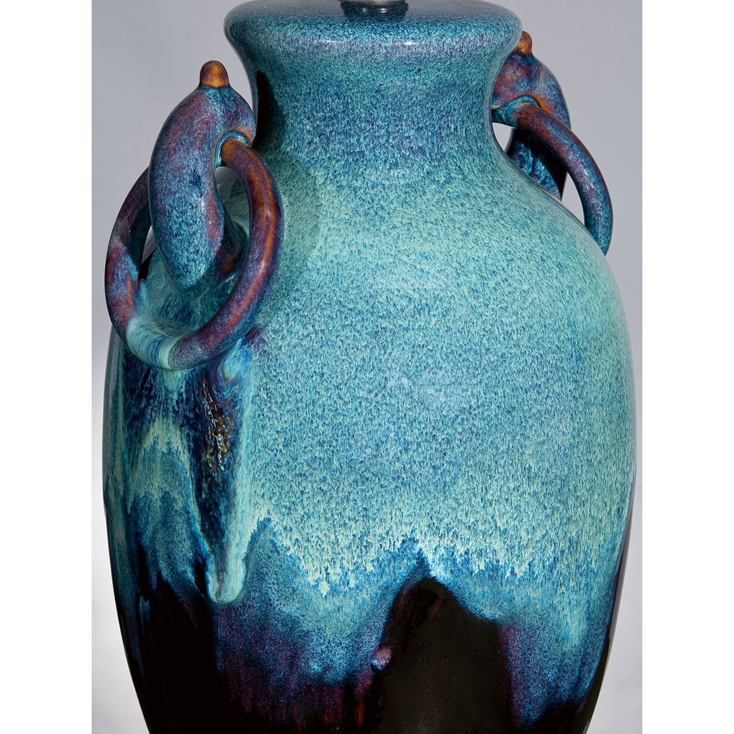 Lampe de table céramique lin Maritim en turquoise nature 85 cm