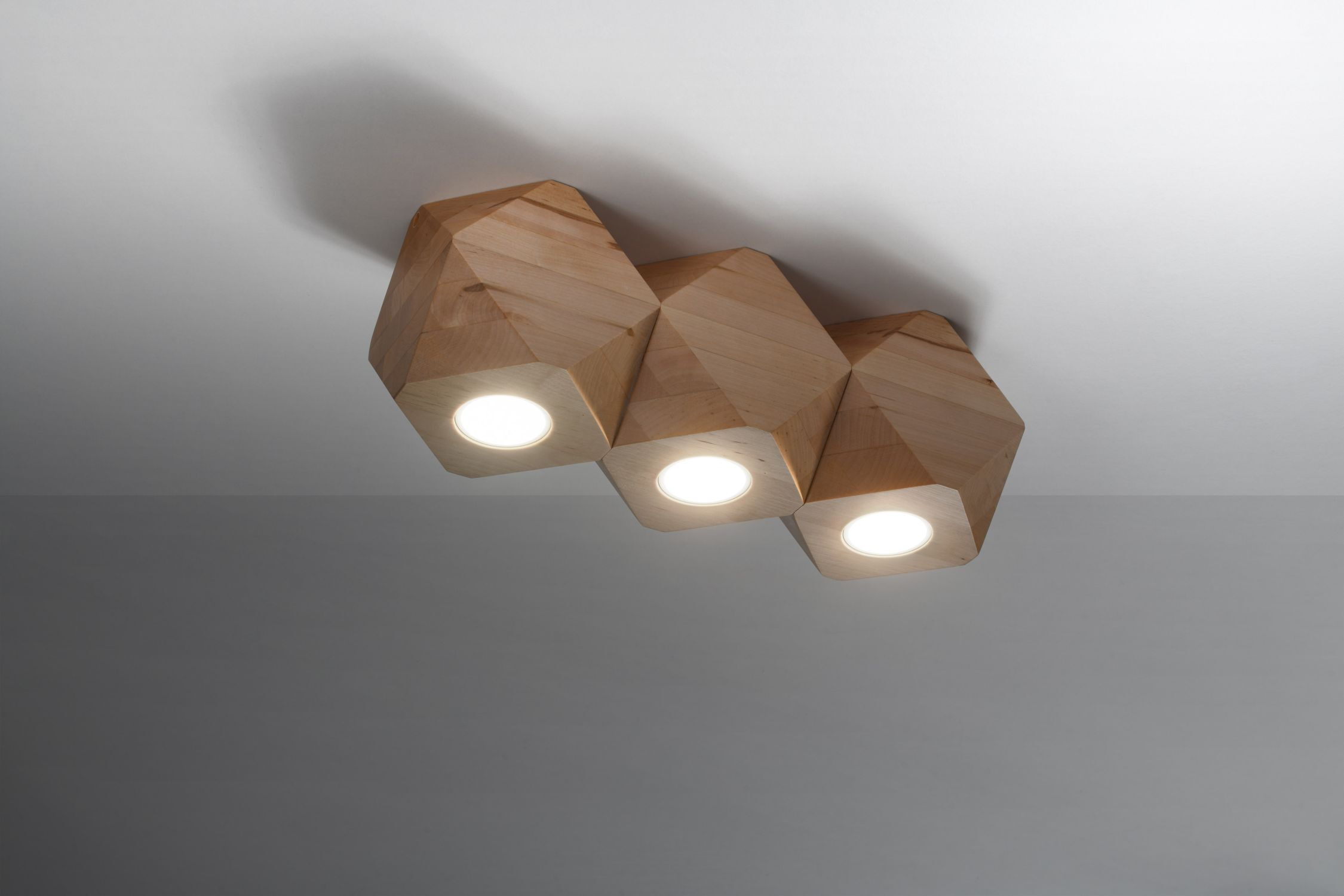 Plafonnier 3 flammes 36 cm petit bois GU10 confortable