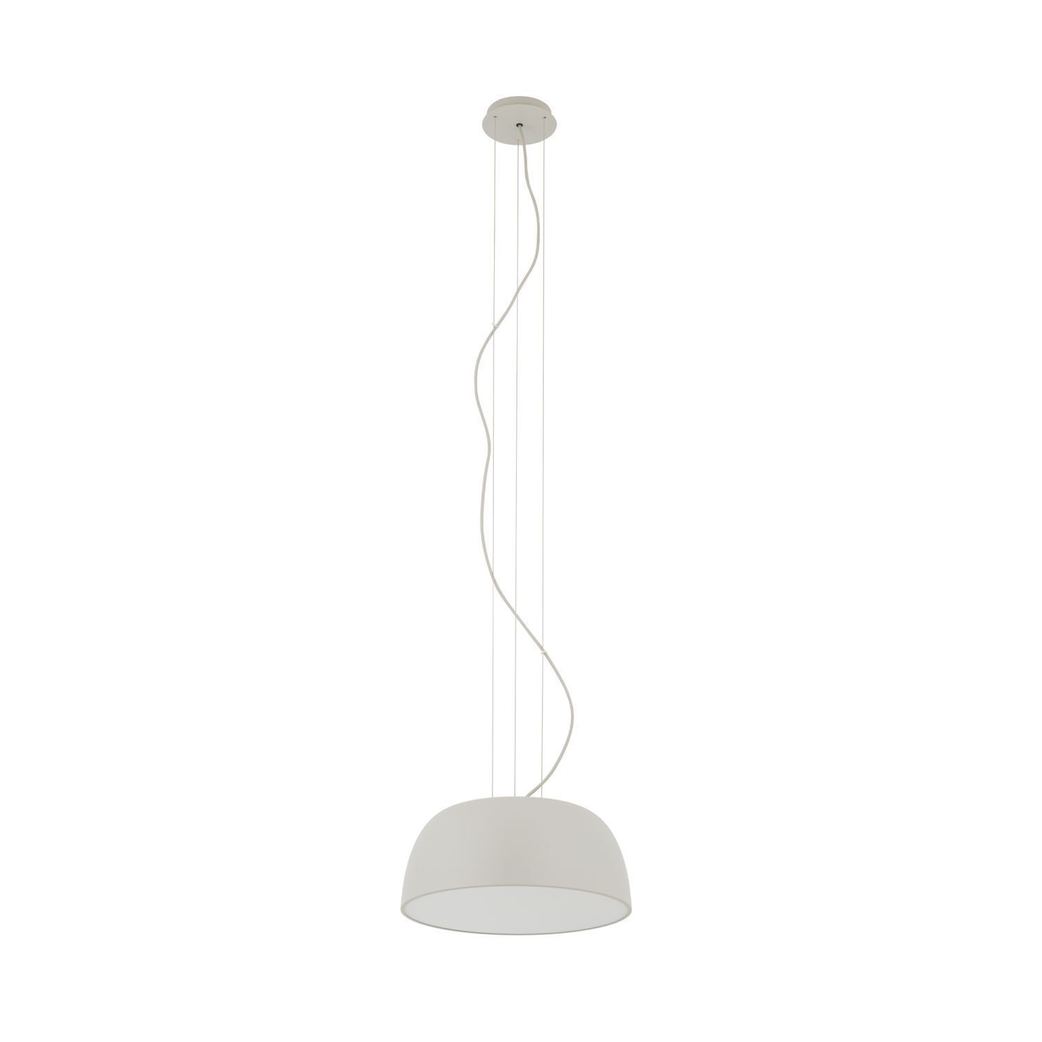 Suspension ronde métal gris soie blanc E27 Ø38 cm