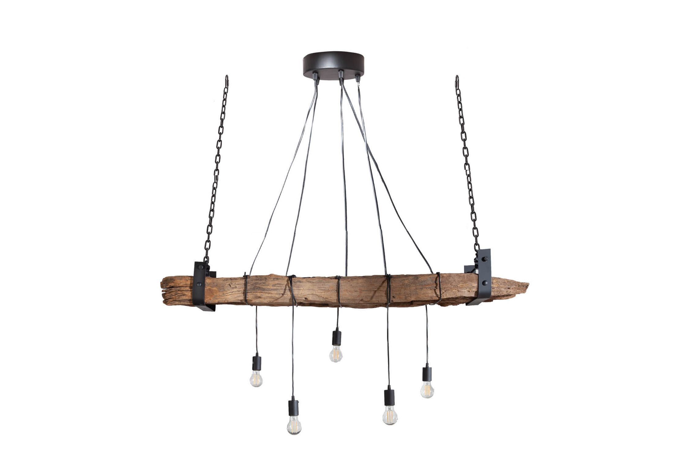 Suspension en bois naturel152 cm de long 5-flamme confortable