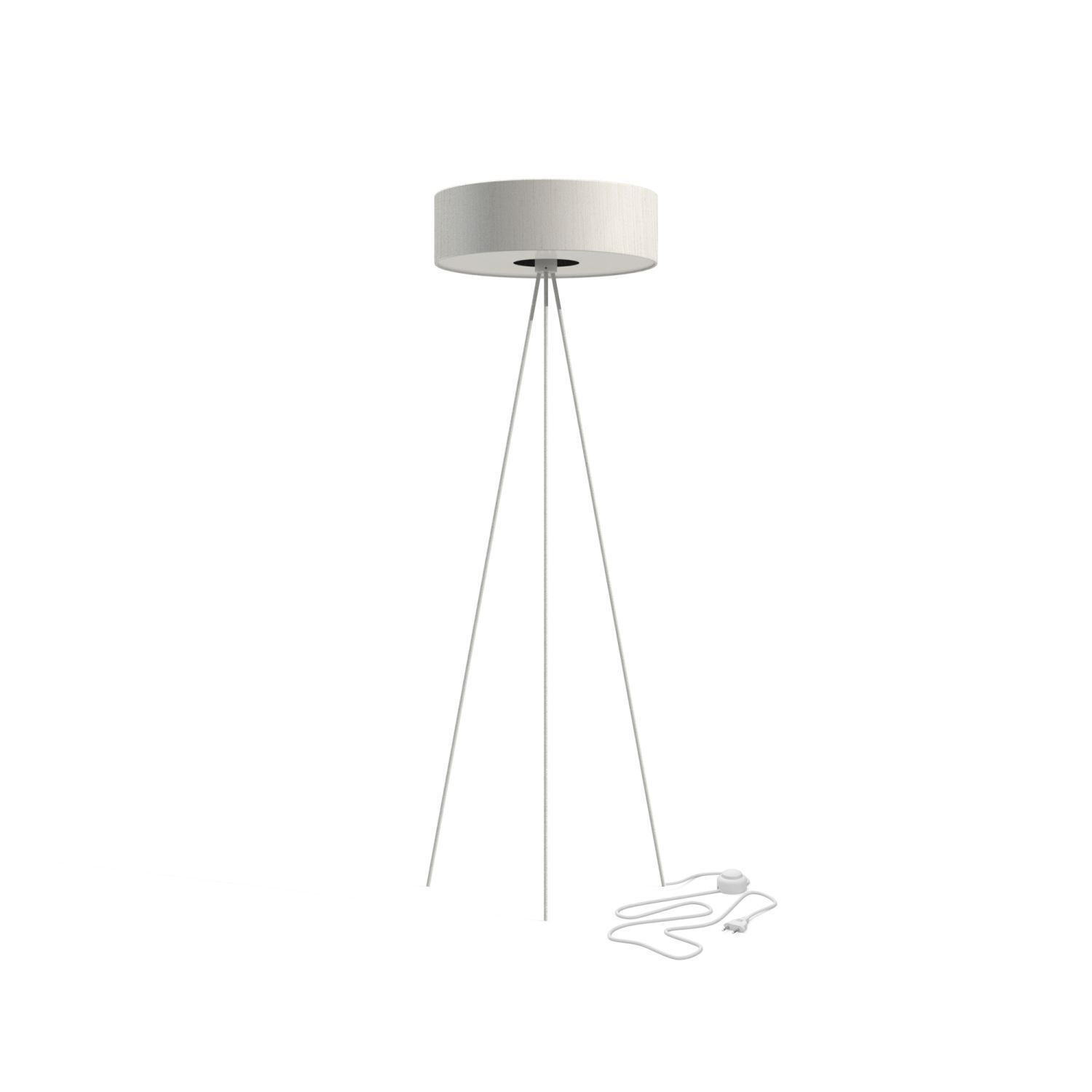 Lampadaire tripode 3 flammes crème blanc E27 154 cm Abat-jour en tissu