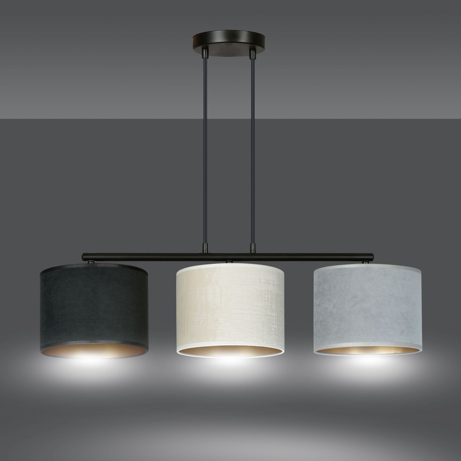 Lampe à suspendre tissu métal L : 72 cm 3x E27 Moderne CYRIL