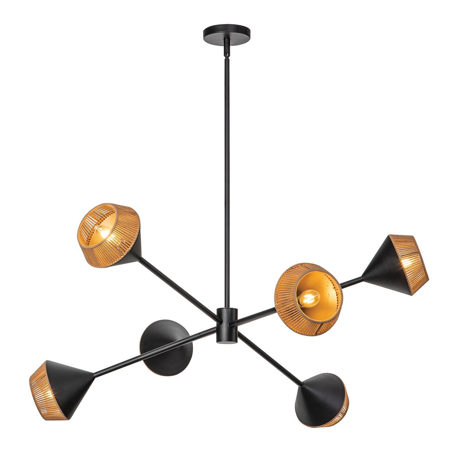 Suspension Métal Câble H : max. 162,5 cm Noir Beige E14