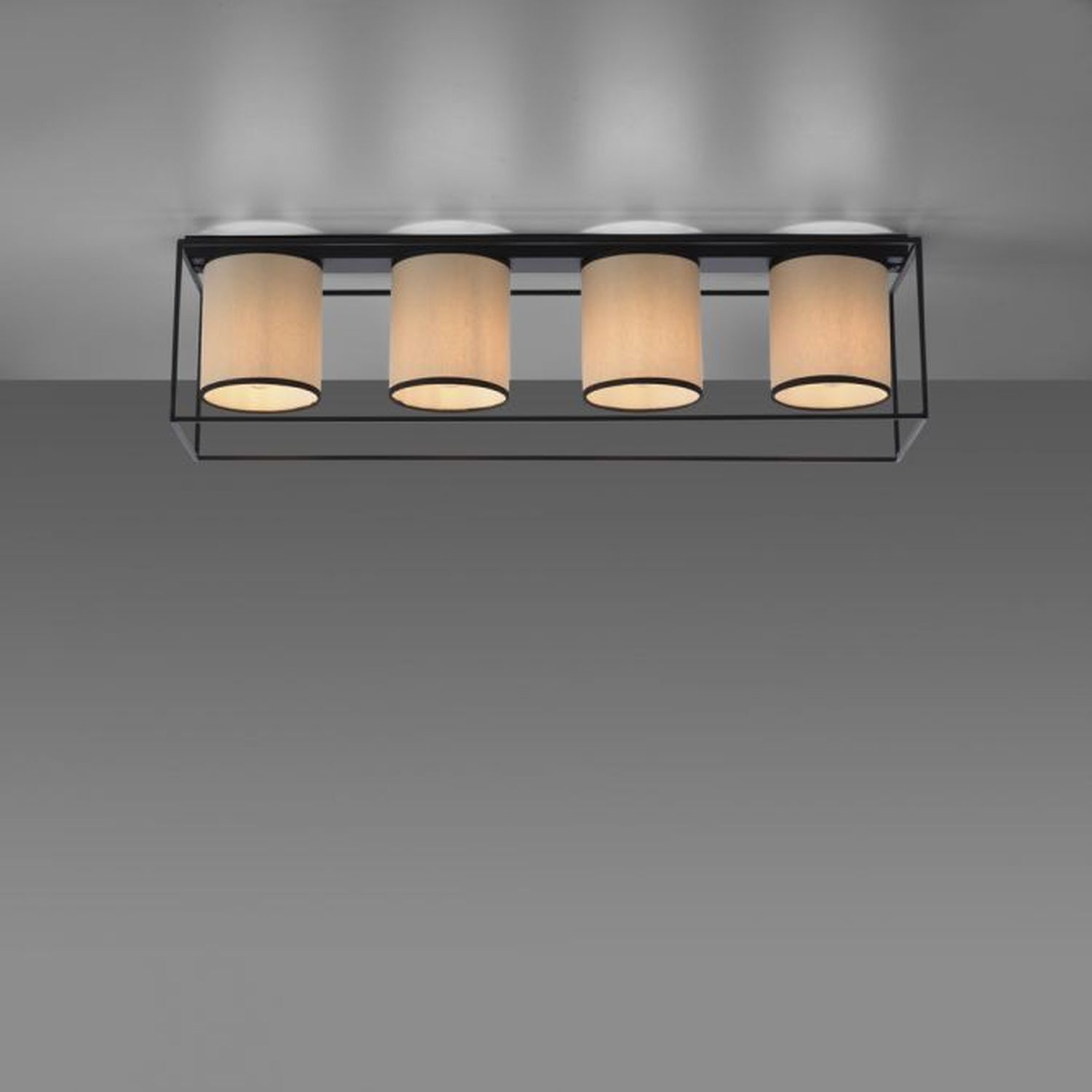 Deckenlampe Stoff Metall Beige Schwarz E27 4-flammig Deckenleuchte, Beleuchtung, Leuchte