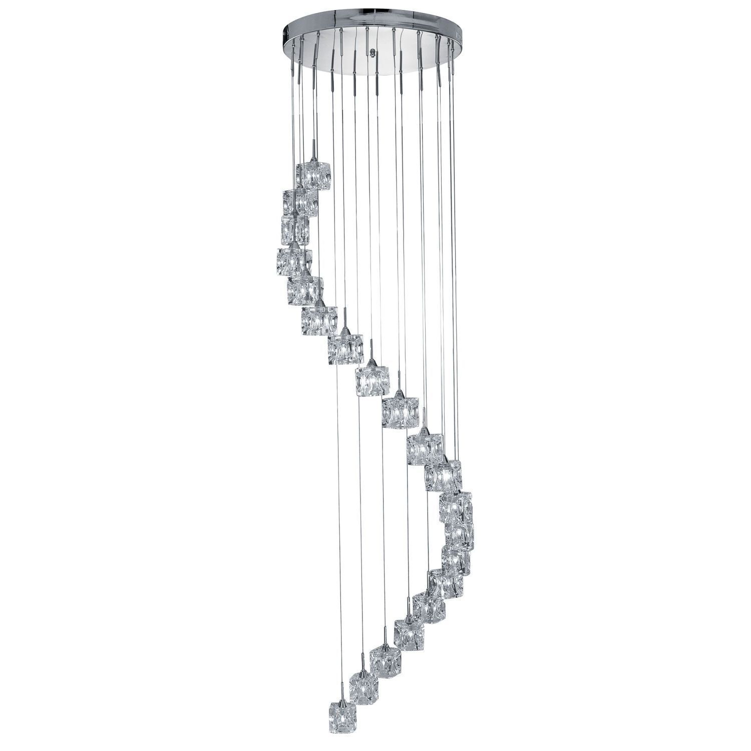 Lampe LED ronde à suspendre 20 flammes métal verre Ø45 cm 3 W